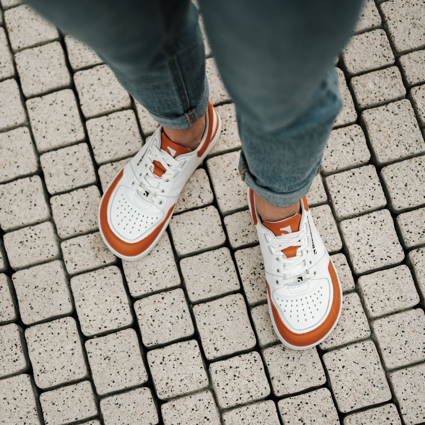Barefoot Sneakers Barebarics Wave - White & Orange Minimalist Running Shoes for Men & Women | Lightweight & Flexible for Trail Running, Gym Workouts & Everyday Comfort