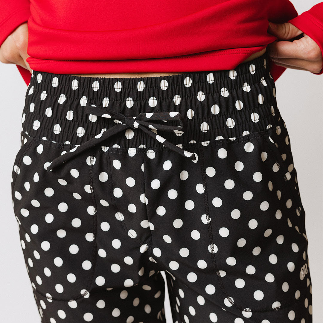 Black Polka Dot Joggers for Women - Stylish & Comfortable Running Pants for Casual Wear, Lounge & Travel