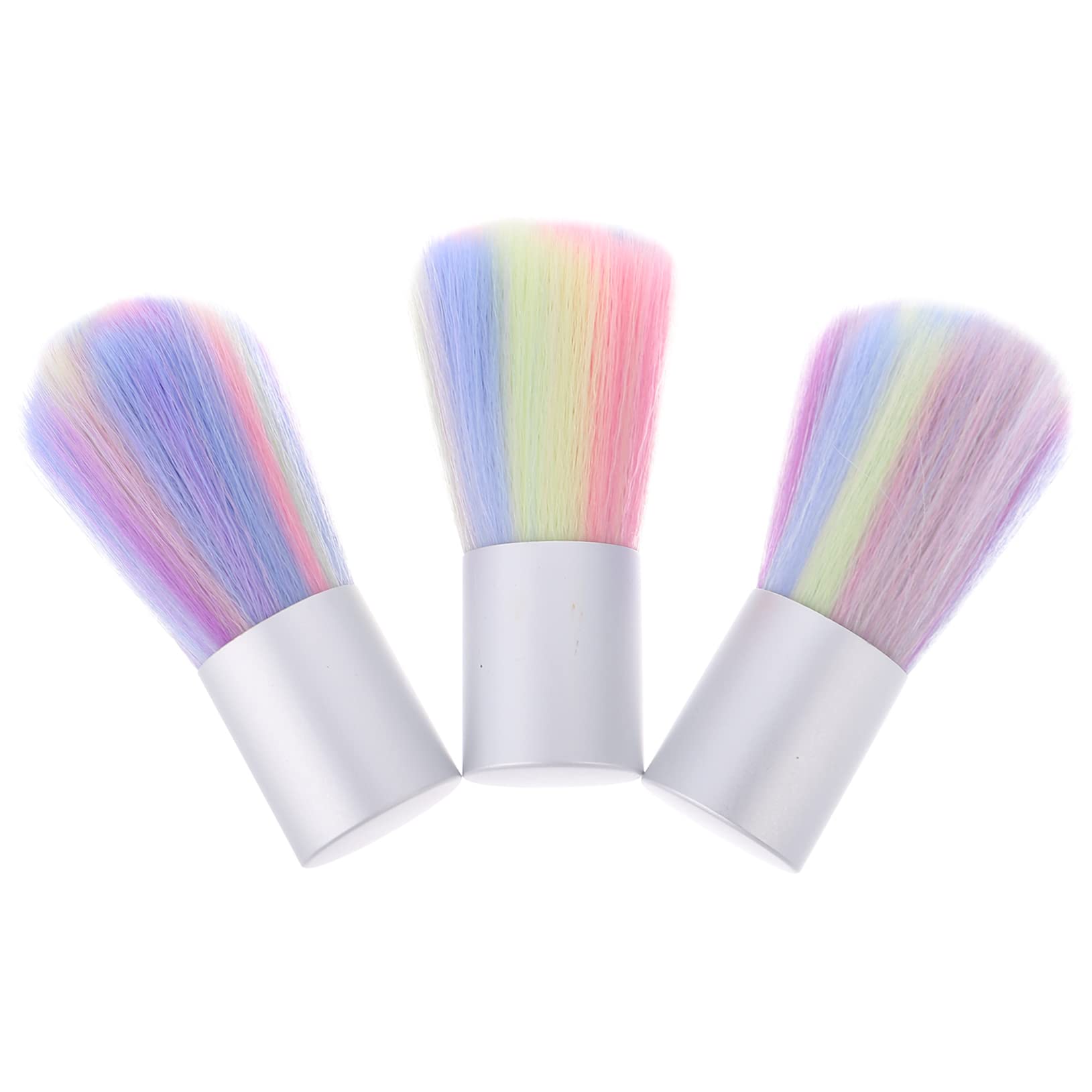 Healeved 3-Piece Colorful Dust Brush Set - Highlighter Makeup Brush & Nail Dip Powder Remover Duster - Portable Cheek Brush & Nail Cleaner for Professional & Home Salon Use - Perfect for Nail Art, Makeup Application & Dusting Excess Powder