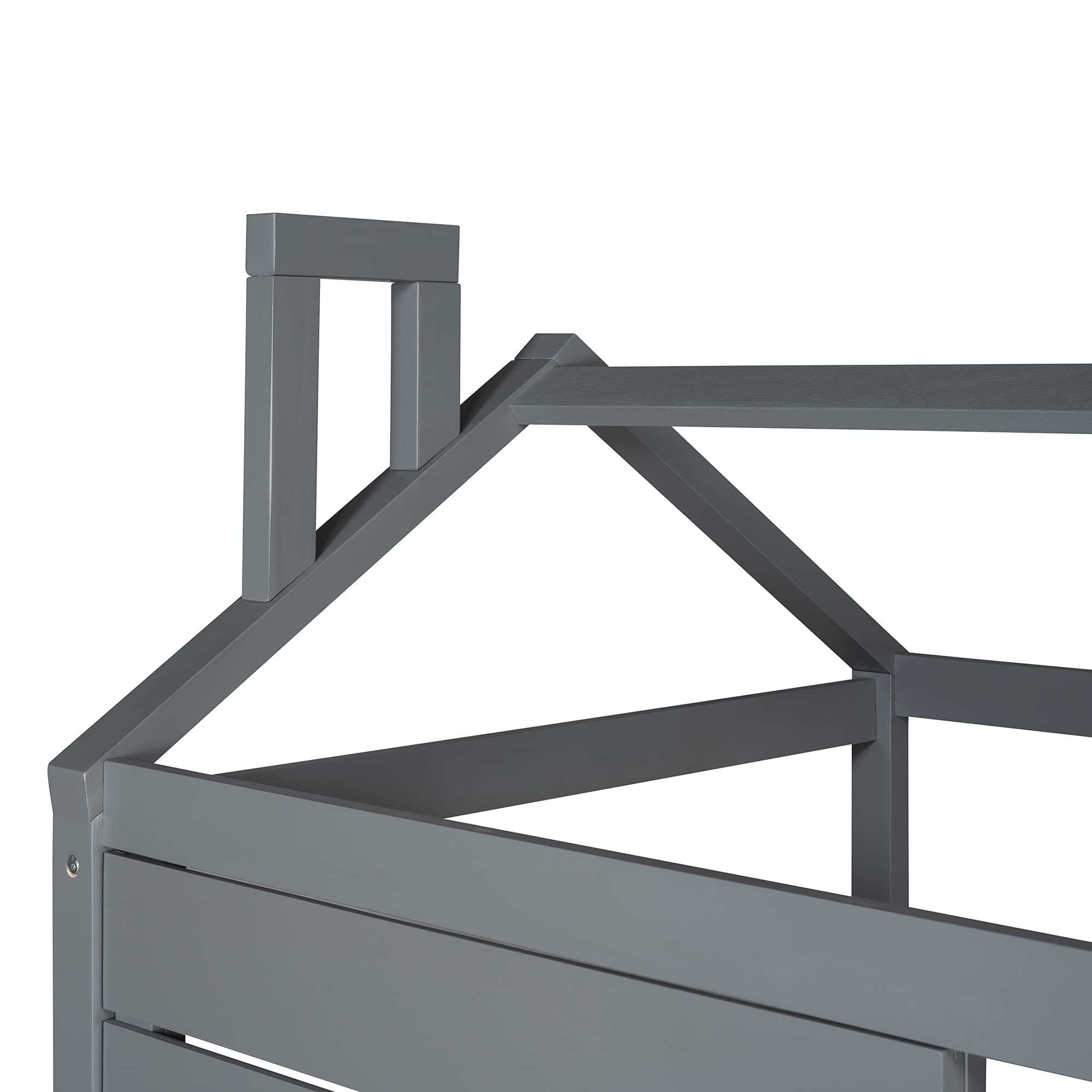 Quarte House Bed Low Daybed for Kids - Twin Size Wood Floor Bed Frame with 2 Drawers & Window, No Box Spring Needed - Grey Modern Tent Bed for Bedroom, Playroom & Nursery (Twin Size)
