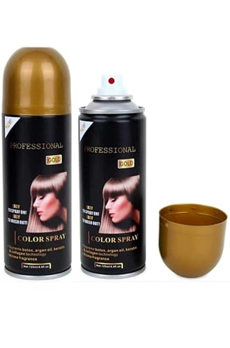 COSMAC Professional 1 Day Temporary Hair Color Spray with Argan Oil, Botox, Keratin & Collagen - Golden Shade 125ml (For Women & Men) - Perfect for Parties, Halloween, Cosplay & Special Events