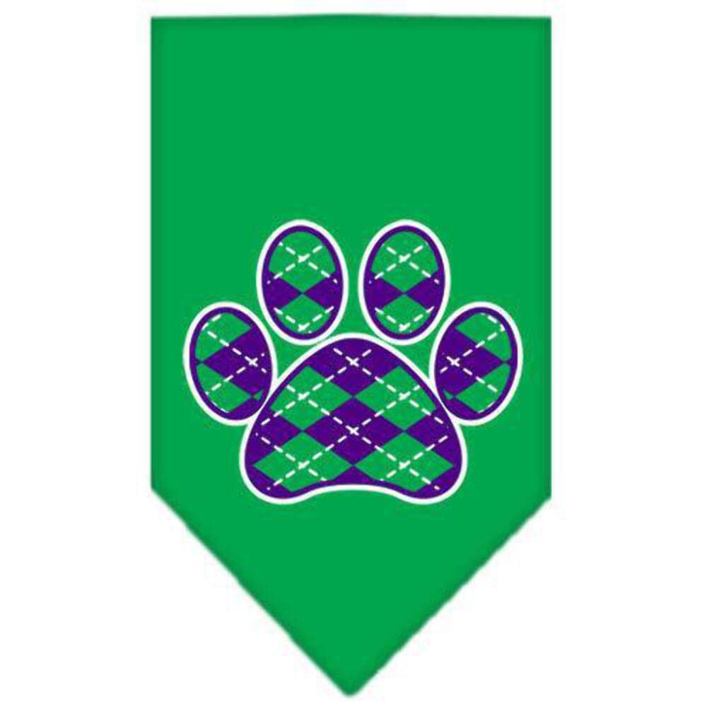 Purple Argyle Paw Print Dog Bandana - Emerald Green Small Pet Bandana for Dogs & Cats - Perfect for Pet Parties, Holidays & Photo Shoots