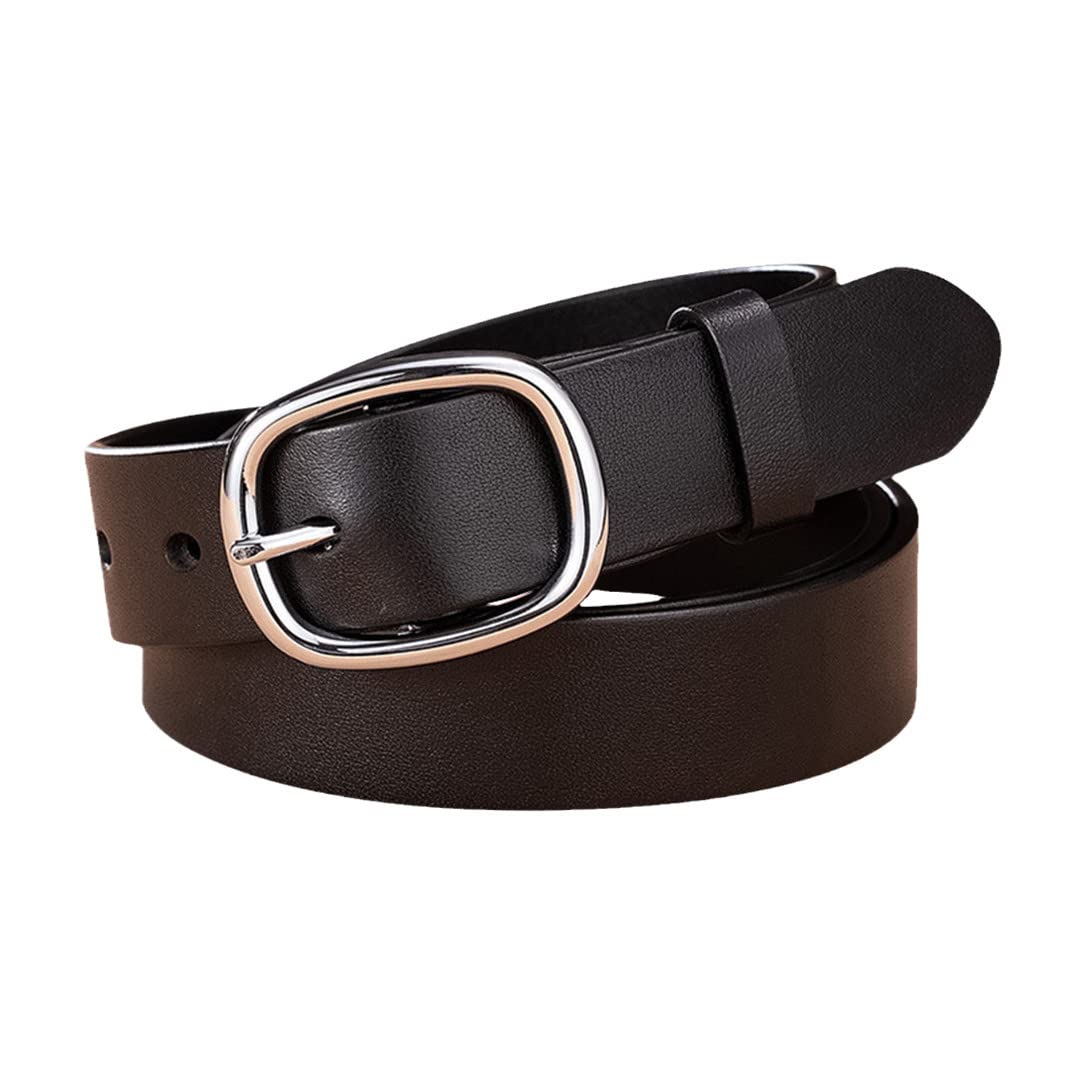 Women's Genuine Cowhide Leather Belt with Stainless Steel Buckle - Durable Fashion Accessory for Office, Casual Wear & Jeans