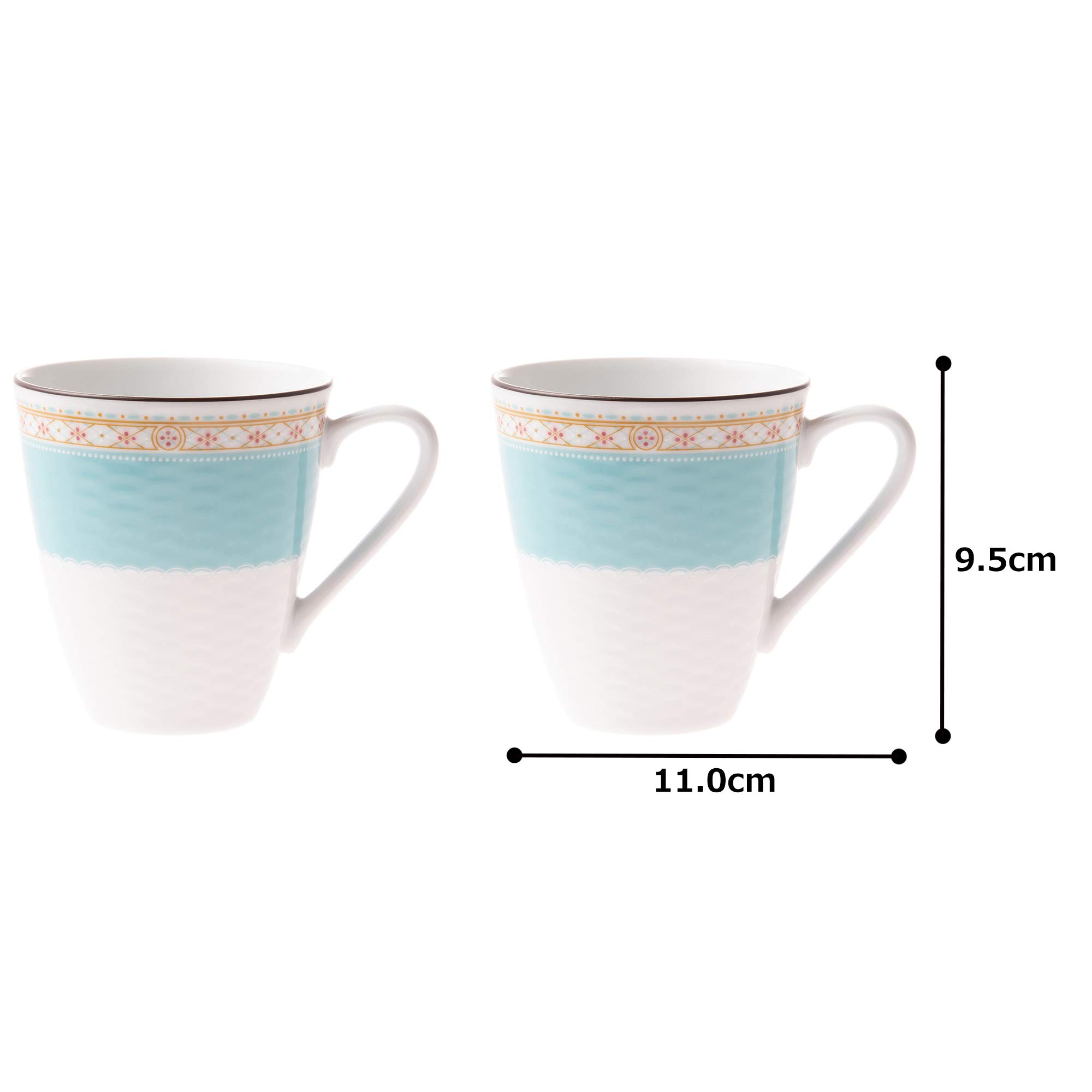 Noritake P5355L/1645 Fine Porcelain Mugs Set of 2 - 295cc Humming Blue Microwave Safe Coffee Cups - Perfect for Home, Office & Gift Giving