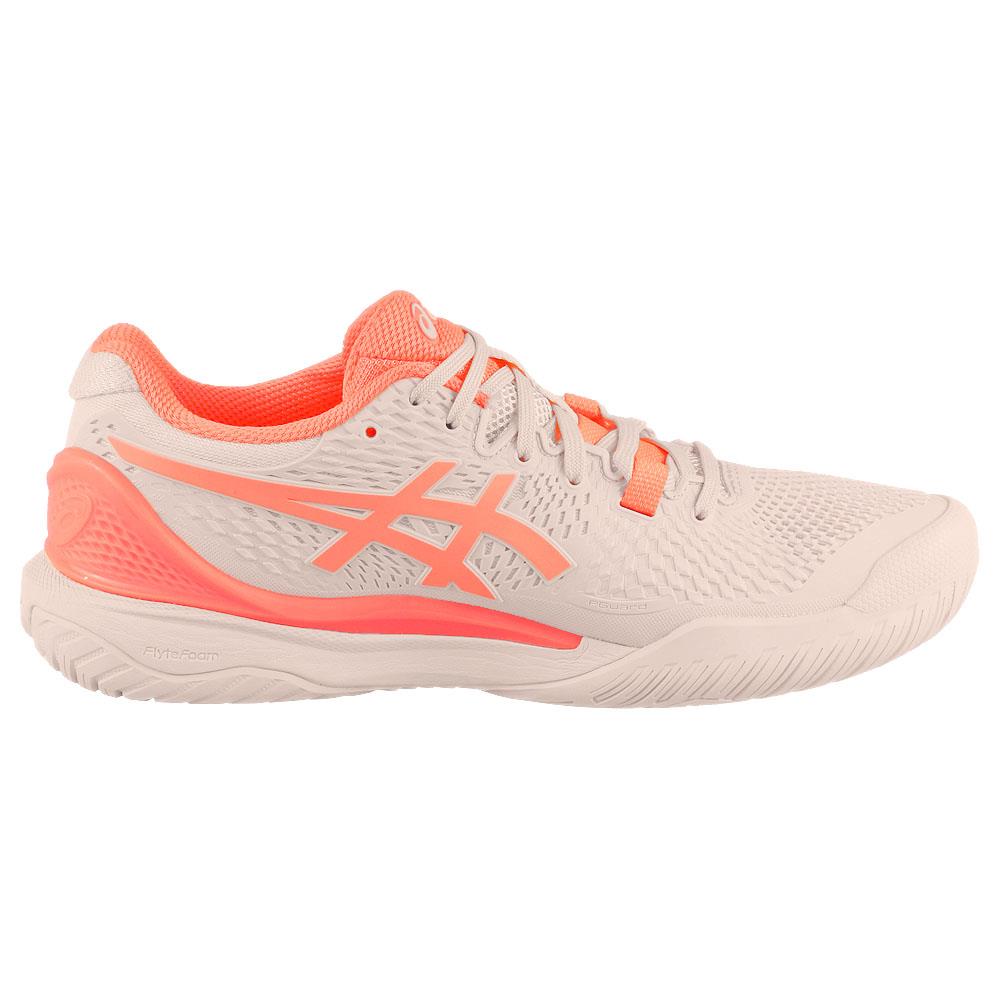 ASICS Women's Gel Resolution 9 Tennis Shoes - Pearl Pink/Sun Coral - Lightweight Stability Court Shoes for Women | Perfect for Competitive Play & Training Sessions