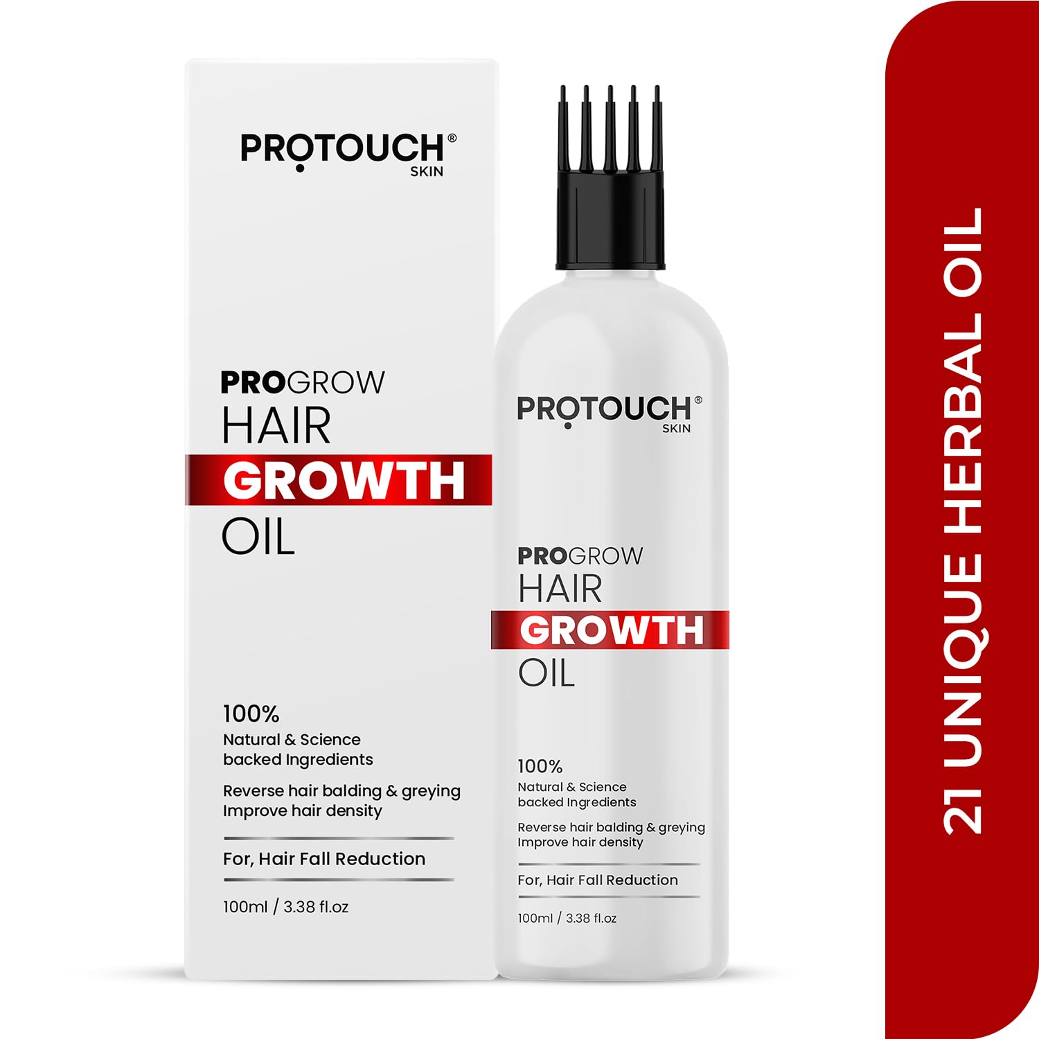 PROTOUCH PROGROW Hair Growth Oil for Men & Women - Anti Hair Fall & Anti Dandruff Treatment with Natural Ingredients | 100ml | Promotes Thicker, Healthier Hair for Daily Use & Scalp Care