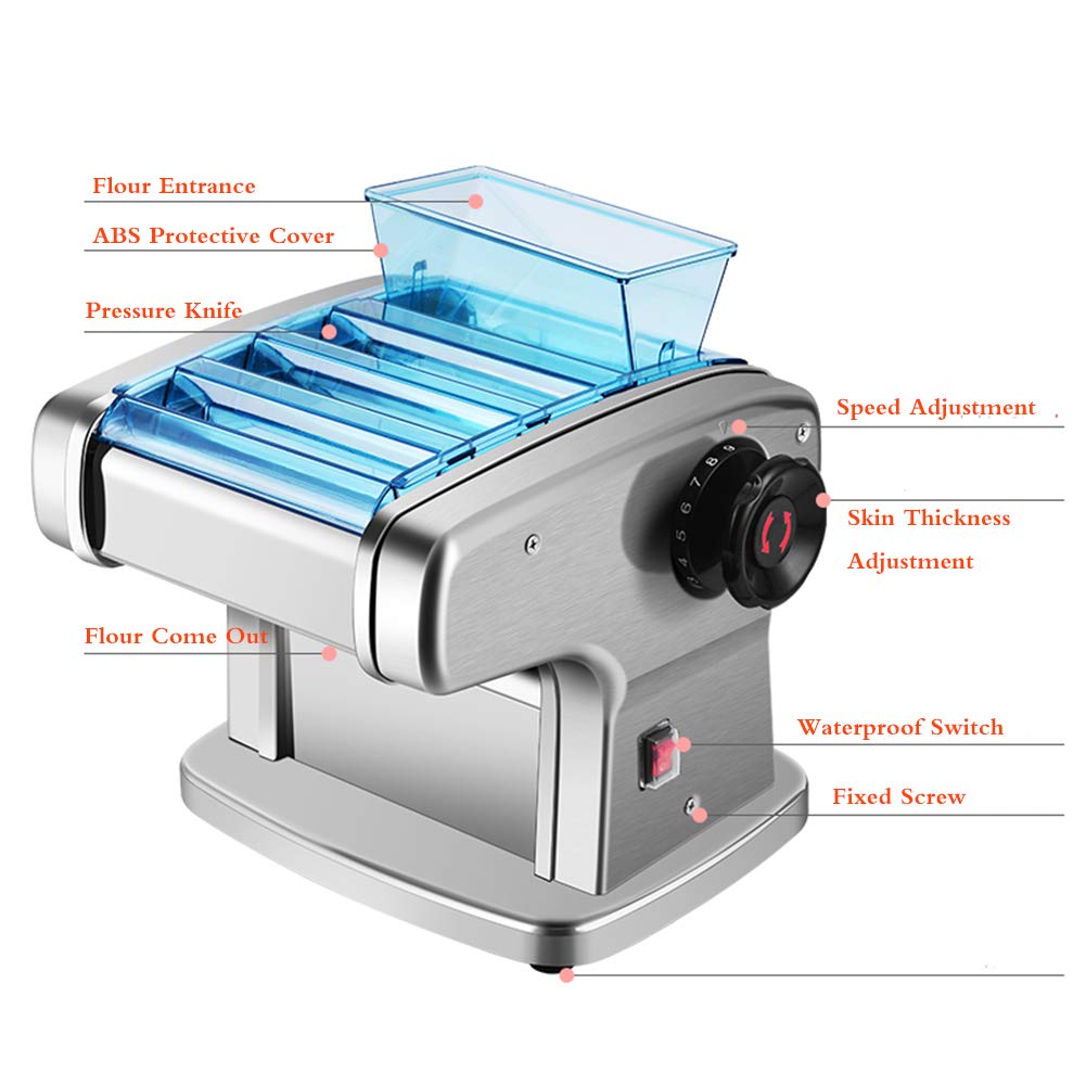 Premium Electric Pasta Maker Machine - 9-Speed Adjustable Thickness (2.5mm/4mm Blades) with Spaghetti Roller & Hanger - 220V Automatic Noodle Press for Homemade Pasta - Perfect for Italian Cuisine, Family Dinners & Restaurant Use