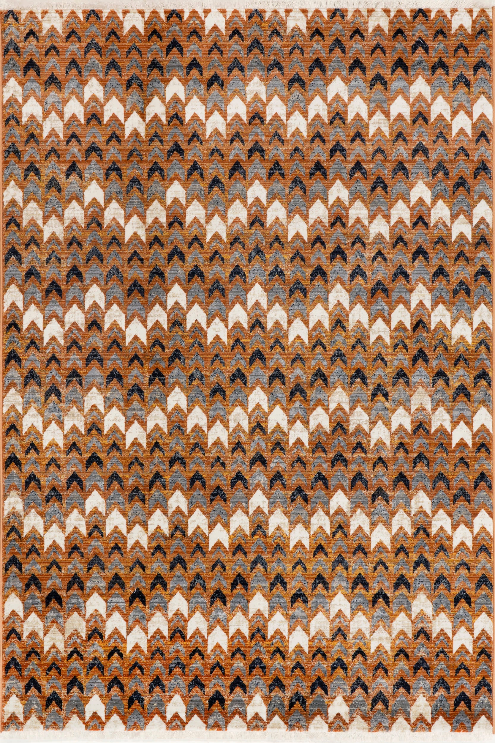 Deedra Geometric Banded Area Rug in Rust - Modern Boho Home Decor for Living Room, Bedroom & Office