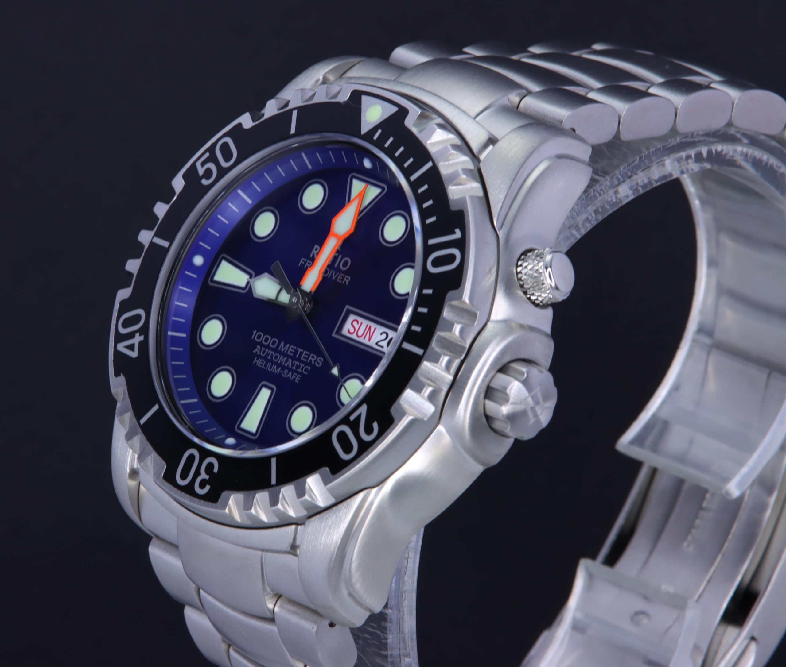 RATIO FreeDiver Helium-Safe Automatic Dive Watch for Men - 1000M Water Resistant, Sapphire Crystal, Professional Scuba Diving Gear | Perfect for Deep Sea Exploration, Spearfishing & Water Sports
