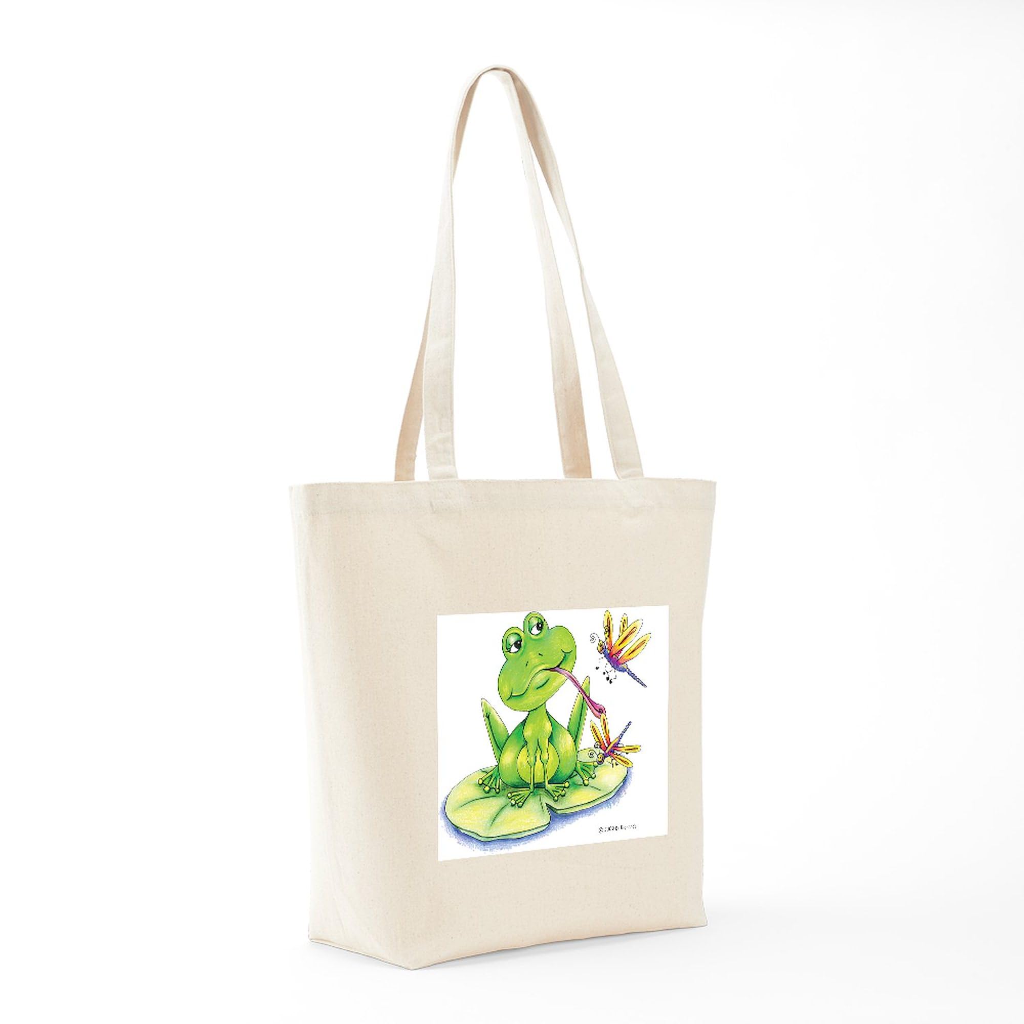 Logan The Frog Canvas Tote Bag - Eco-Friendly Reusable Shopping Bag for Groceries, Beach & Daily Use | Natural Cotton Tote by CafePress