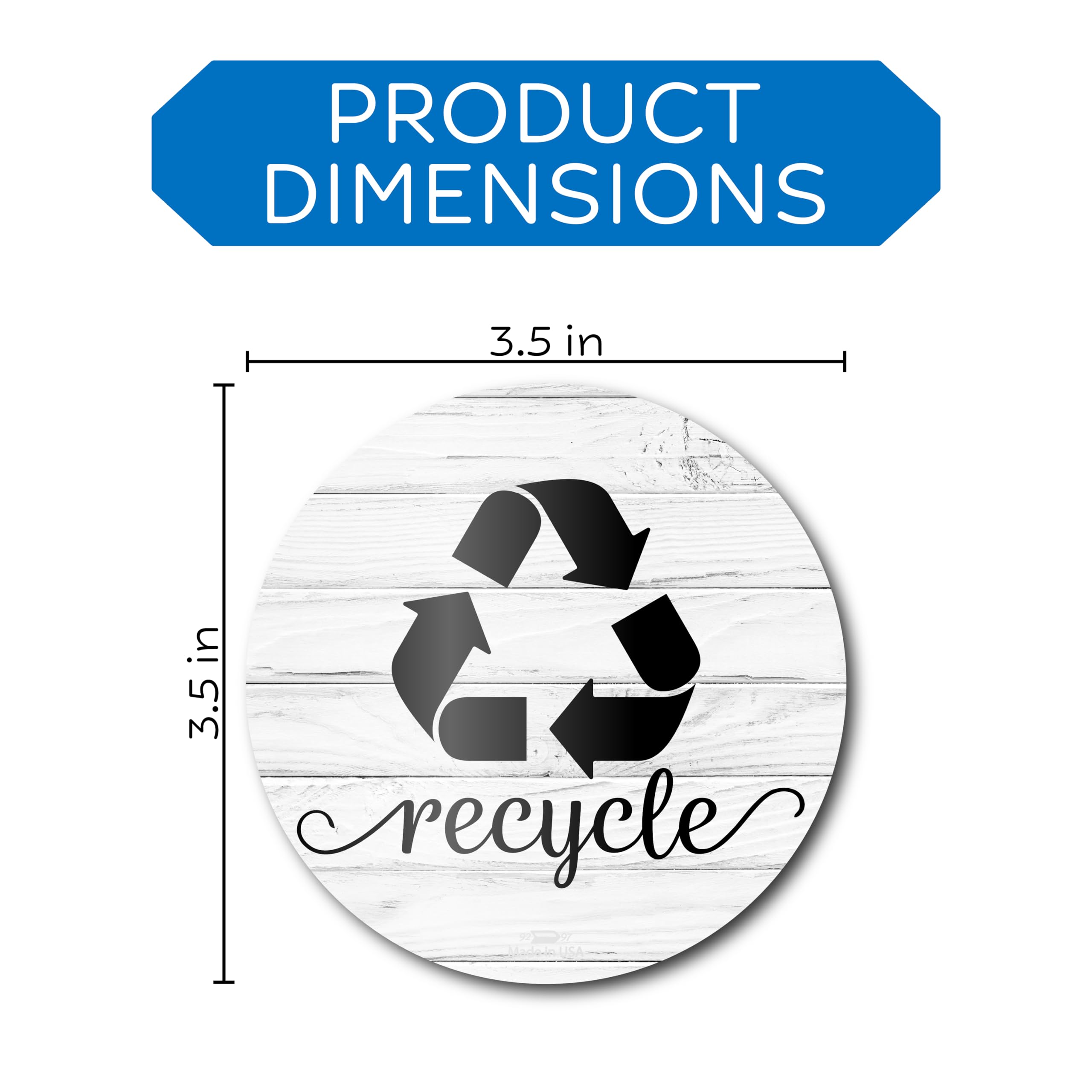 Farmhouse Style Recycling Stickers for Trash Cans - 3.5