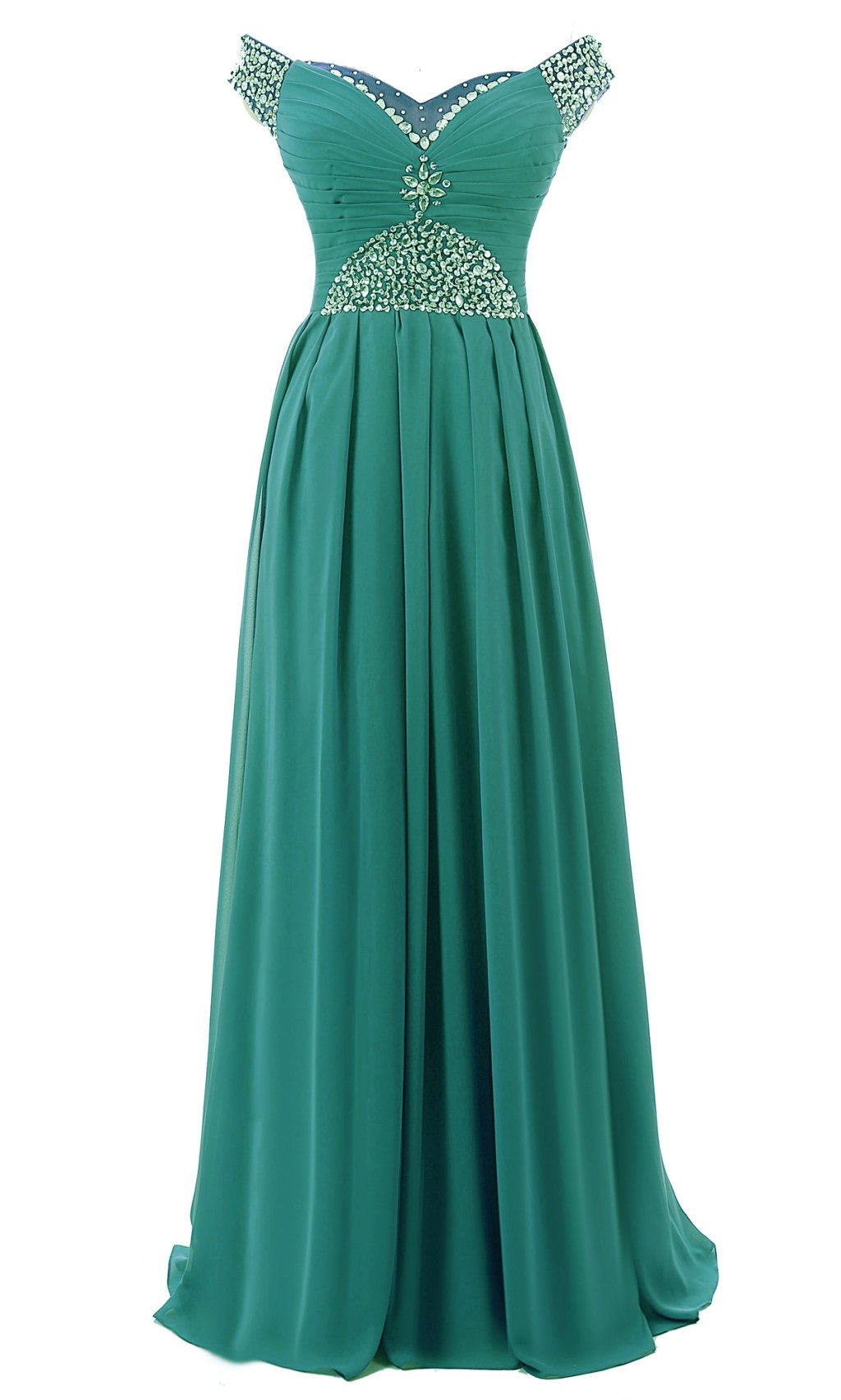 Elegant Women's Cap Sleeve Long Chiffon Formal Prom Dresses - Perfect for Evening Gowns, Homecoming, Bridesmaid & Special Occasions