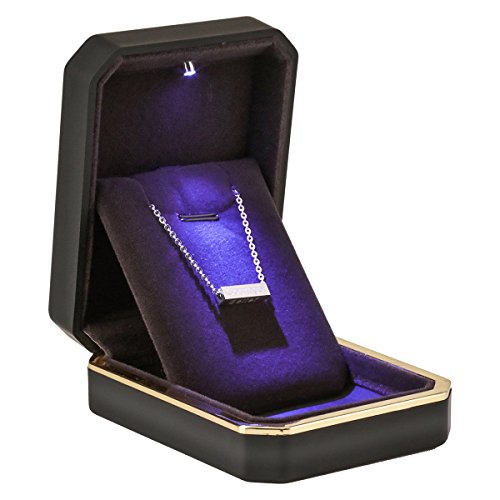 Pendant Necklace Box W/ LED-Black