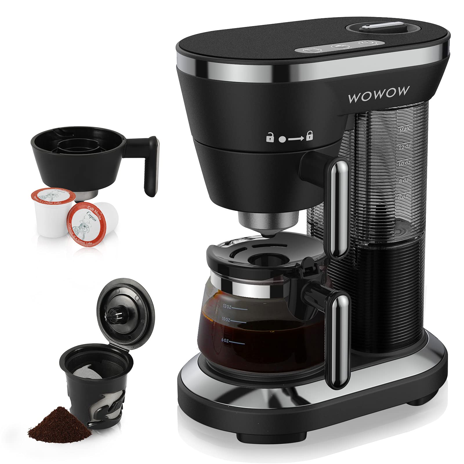 2-in-1 Single Serve Coffee Maker for K-Cup & Ground Coffee - Compact 4-12oz Brewer for Home & Office