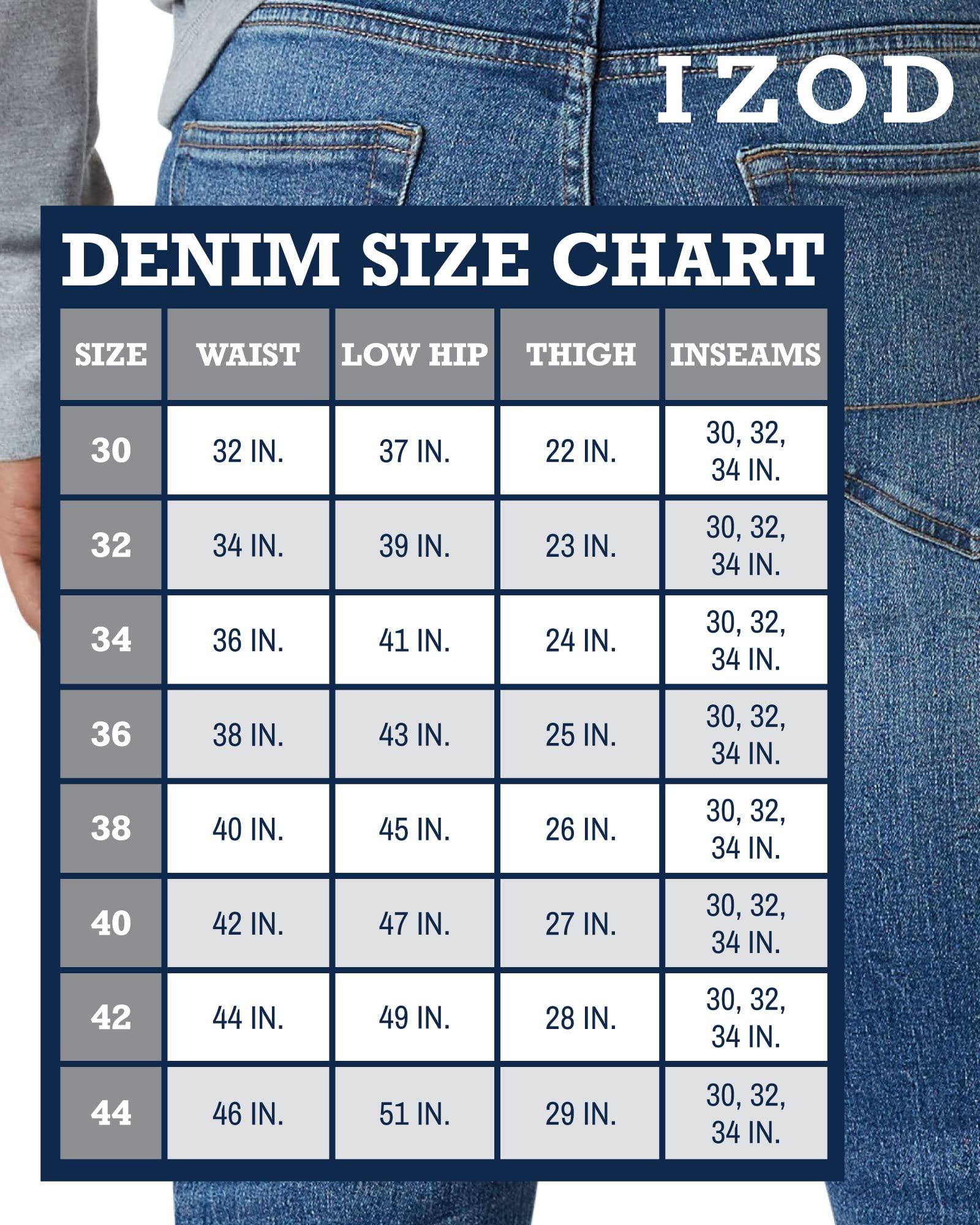 IZOD Men's Slim Fit Comfort Stretch Denim Jeans - Classic Blue Denim Pants with Flexible Fabric for Casual Wear & Everyday Comfort