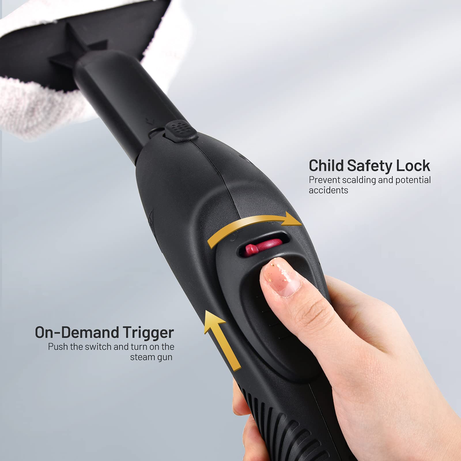 LDAILY 2000W Multi-Purpose Steam Cleaner with 19 Accessories - 1.5L Large Water Tank, Extra-Long Power Cord, Chemical-Free Pressurized Cleaning for Floors, Cars, Home & Commercial Use - Perfect for Deep Cleaning Kitchens, Bathrooms, Garages & Outdoor Equipment (Red)