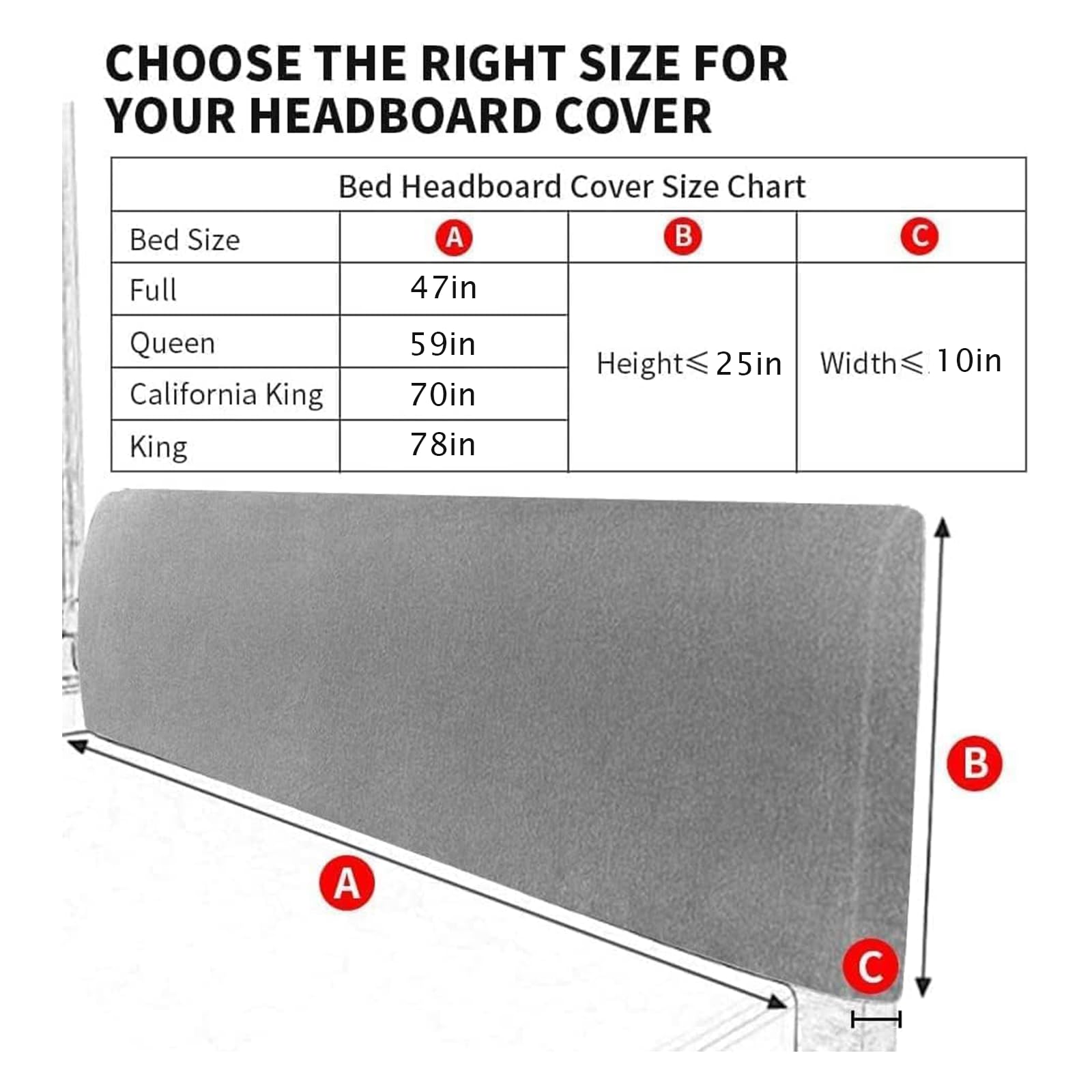 EFELIM Waterproof Headboard Cover - Queen, King & Full Size Stretch Slipcover, Anti-Slip Dustproof Protector for Bedroom Decor (Dark Gray, Queen 59
