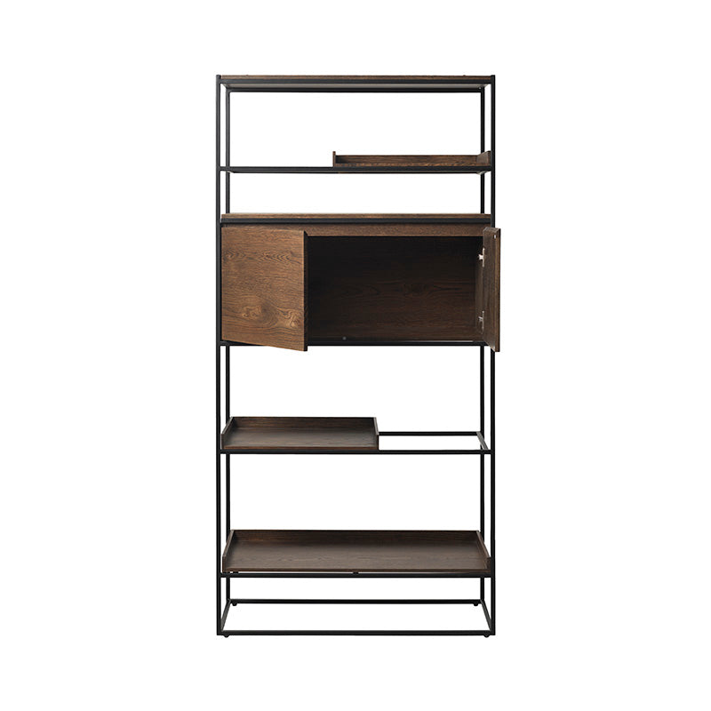 RIVOLI 1.8M Display Unit - Modern Smoked Oak & Black Bookshelf for Living Room, Office & Bedroom Storage