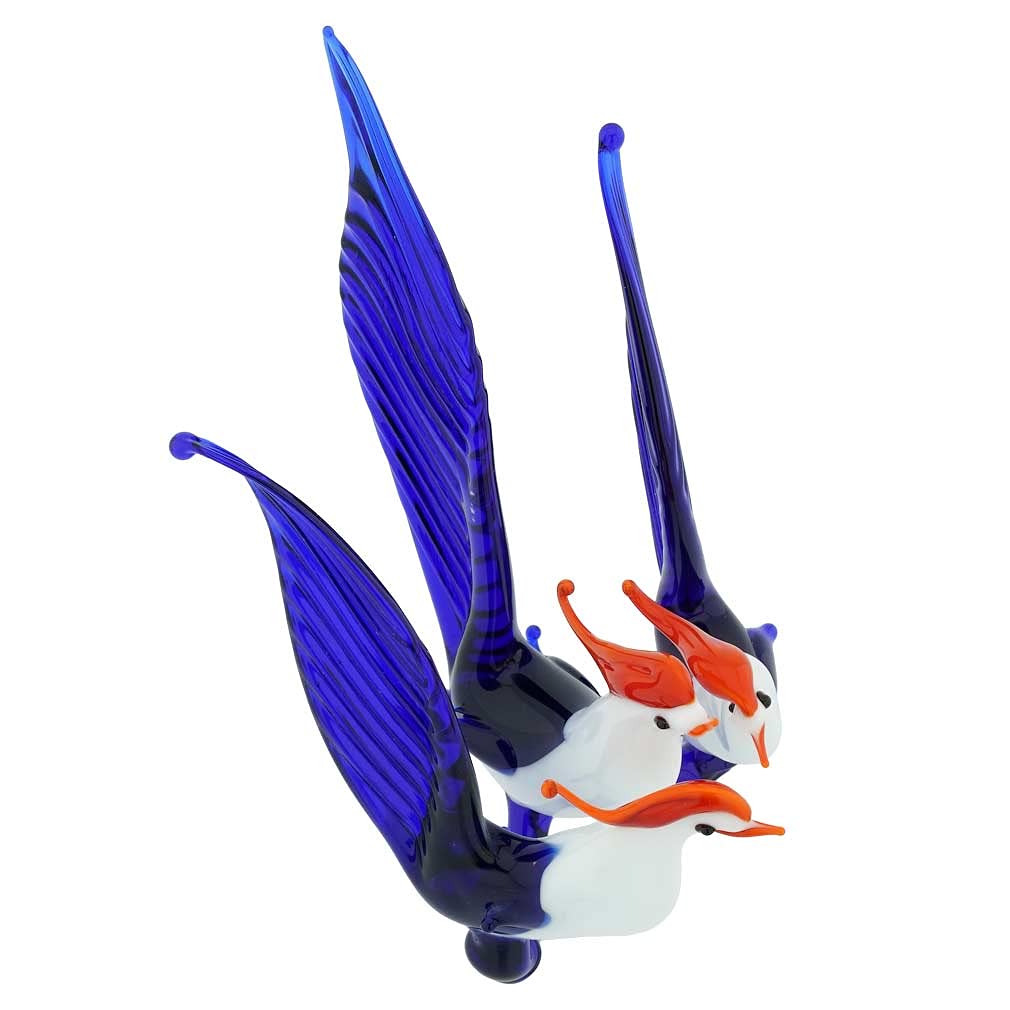 Venetian Murano Glass Pheasant Birds Trio - Handmade Italian Art Glass Decor for Home & Office - Perfect for Gifts, Wedding Decor, and Luxury Interior Design