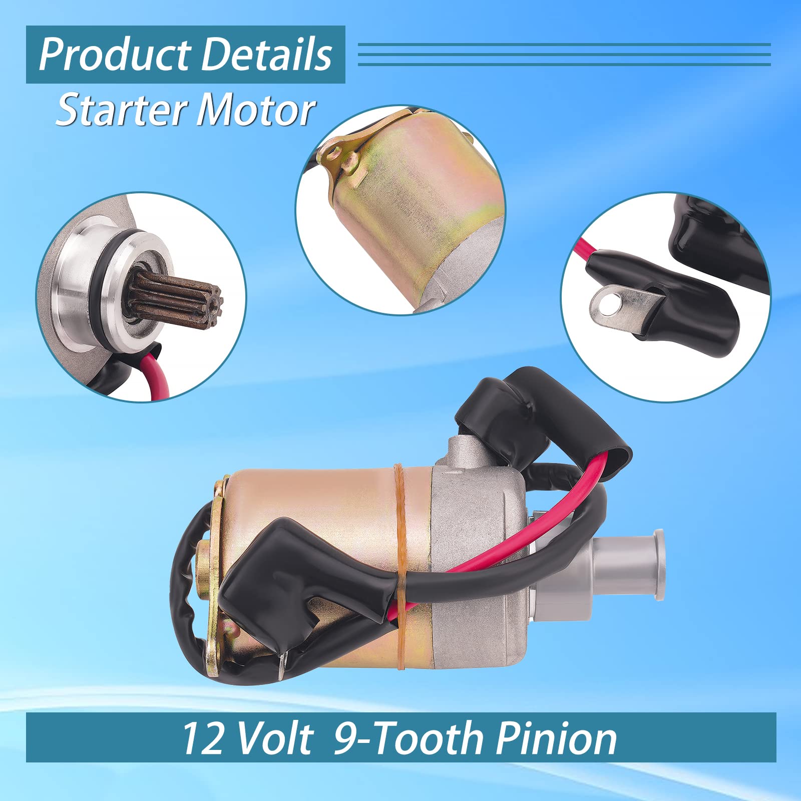 GY6 49cc 50cc 125cc 150cc Scooter Starter Motor - Compatible with ATV, Quad, 4 Wheelers, Moped, Go Karts (139QMB 152QMI 157QMJ Engines) - Fits TAOTAO, SUNL, ROKETA, Tank, Baja, Icebear, Jonway Scooters - Perfect for Off-Road, Urban Commuting & Recreational Riding
