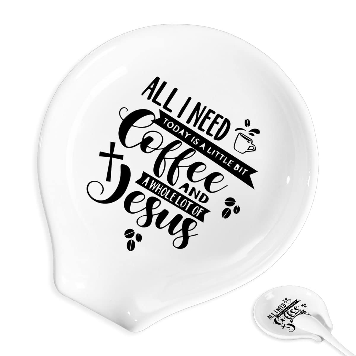 Funny Coffee Quote Ceramic Spoon Rest & Holder - All I Need Coffee Bar Decor - Perfect Gift for Coffee Lovers - Ideal for Kitchen Countertops & Coffee Station Organization