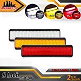 Meerkatt 8 Inch LED Clearance Light Kit - Pack of 3 (Amber, Red, White) - Waterproof Surface Mount Tail Lights for Trucks & Trailers - 12V DC Universal Fit - Perfect for Semi Trailers, Dump Trucks & Heavy-Duty Vehicles
