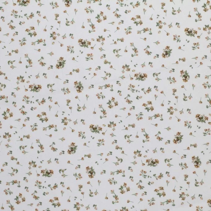 Premium Cotton Poplin Fabric - Beauty Flower Ecru Print - Perfect for Dresses, Blouses & DIY Sewing Projects