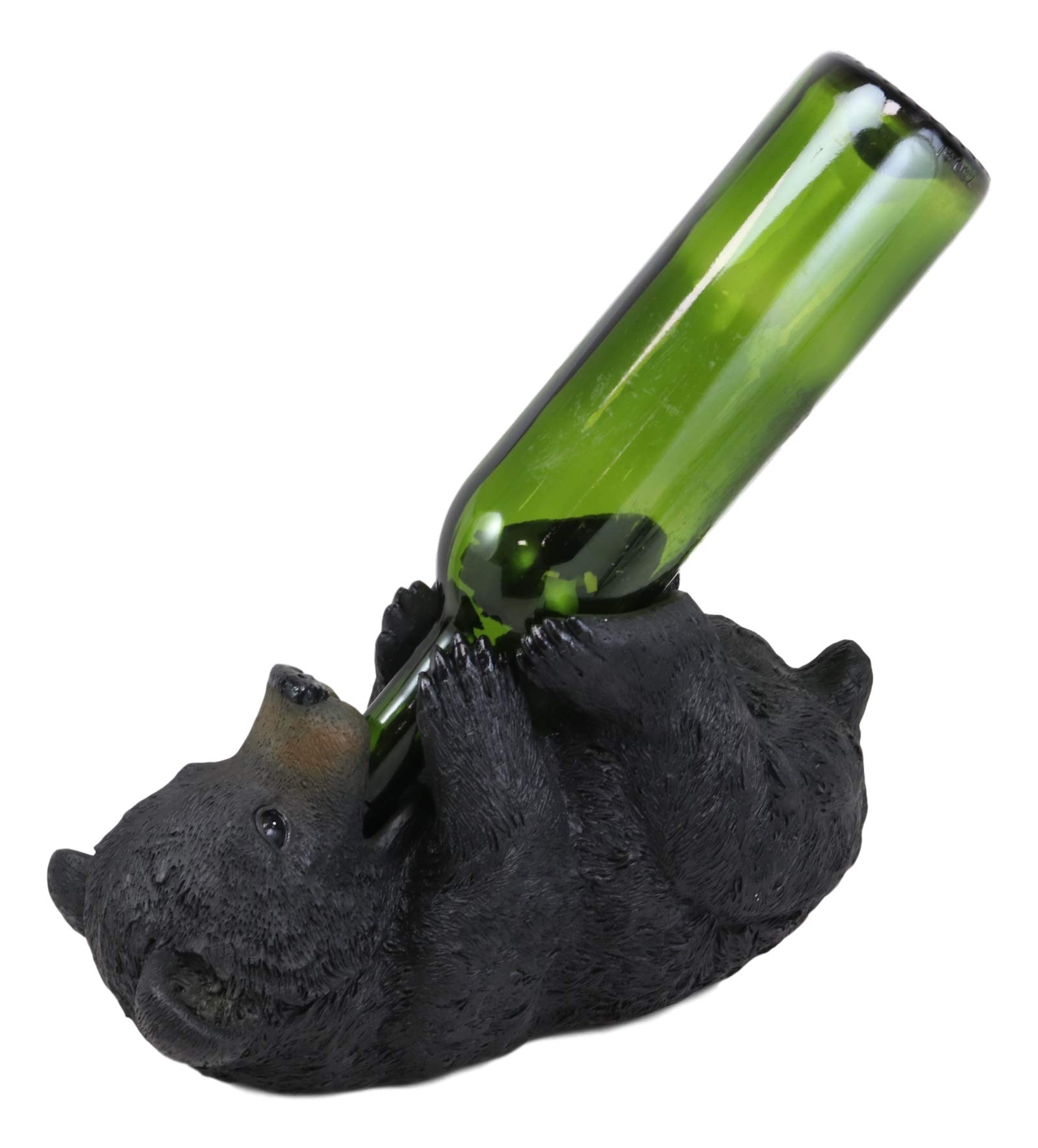 Ebros Large Rustic Cabin Lodge Decorative Black Bear Hugging Wine Bottle Holder - 11.5
