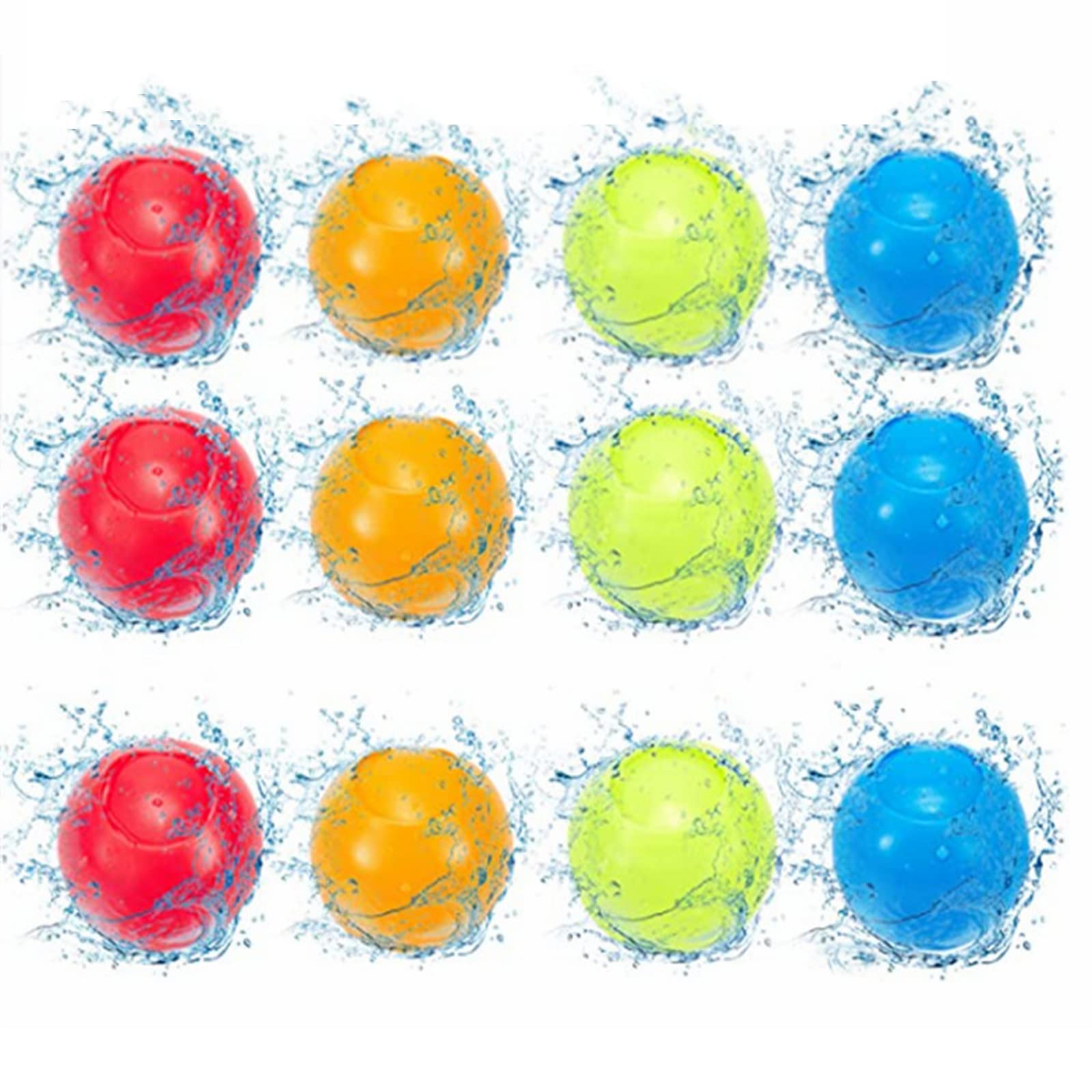 Quick Fill Reusable Water Balloons for Kids & Adults - 12 Pack Splash Balls for Summer Outdoor Water Play, Beach Games, Pool Parties, and Backyard Fun - Eco-Friendly Water Bombs for Safe Splashing