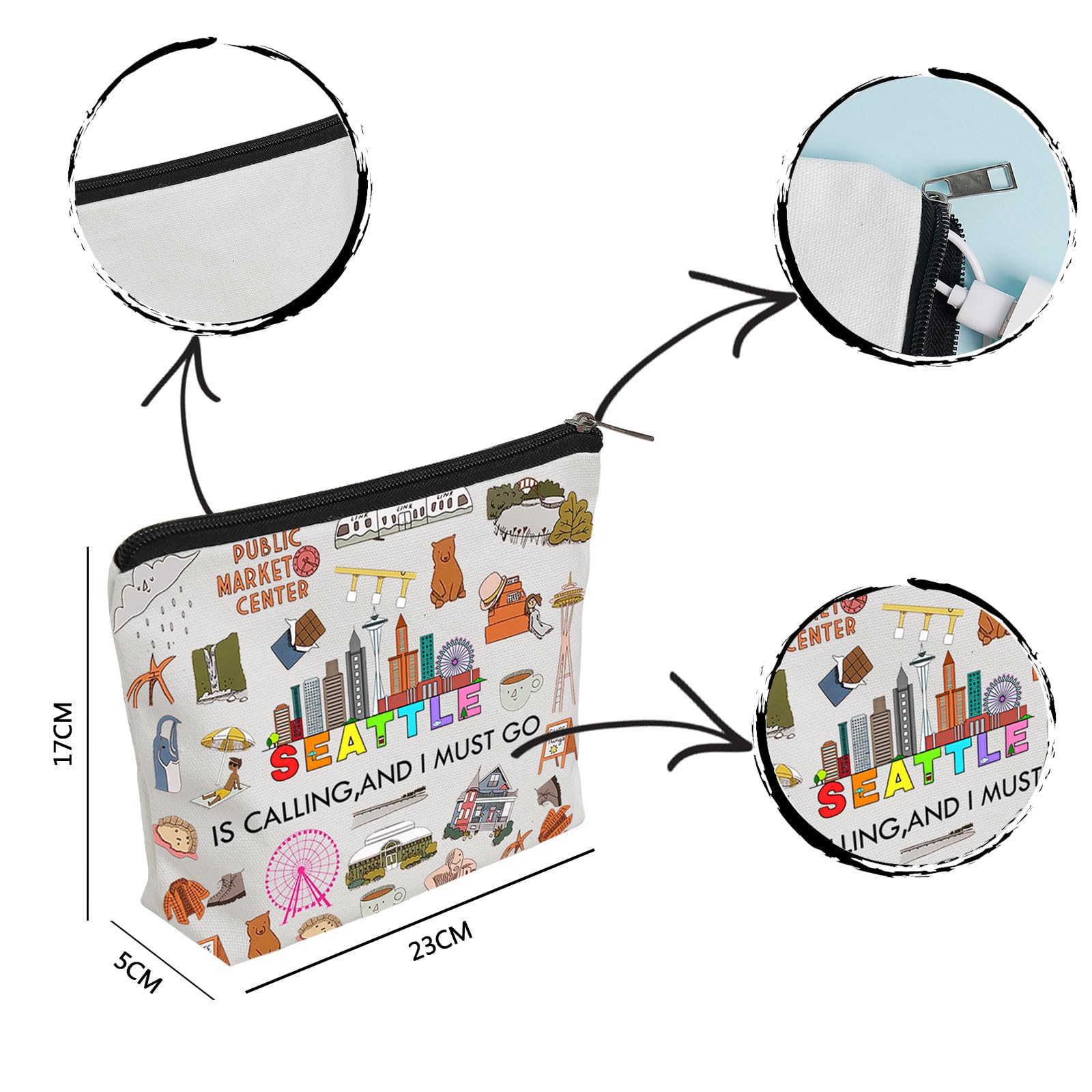Seattle Travel Pouch Bag - Waterproof Seattle Souvenir & Vacation Organizer for City Trips | Perfect Travel Gift & Storage Case for Seattle Tours & Adventures