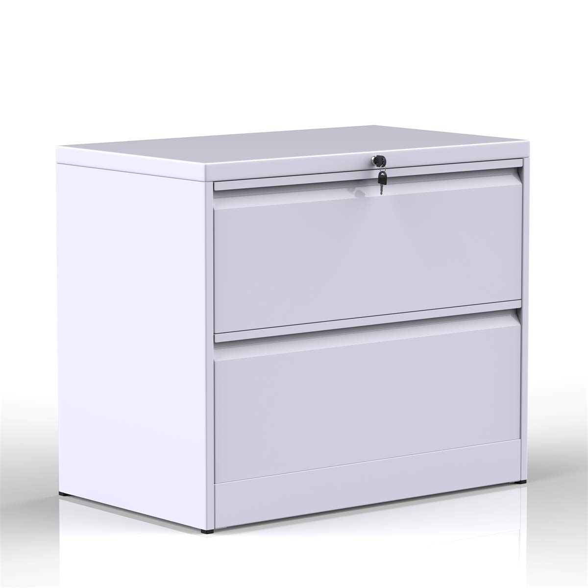 Heavy Duty 2-Drawer Lockable Metal Lateral File Cabinet for Home Office - Secure Document Storage, White | Perfect for Organizing Files, Bills & Office Supplies