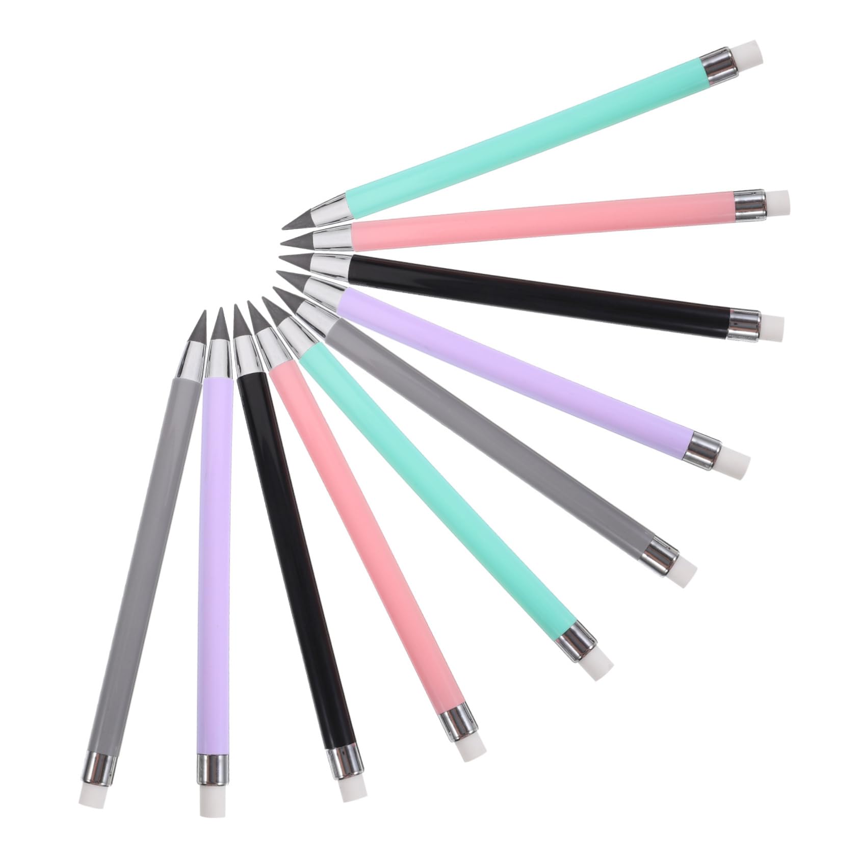 NUOBESTY 50 Pack Inkless Macaron Pencils - No Ink Sketch Drawing Pencils, Reusable Eternal Metal Pens for Artists, Students & Office Use - Perfect for Sketching, Note Taking & Creative Writing