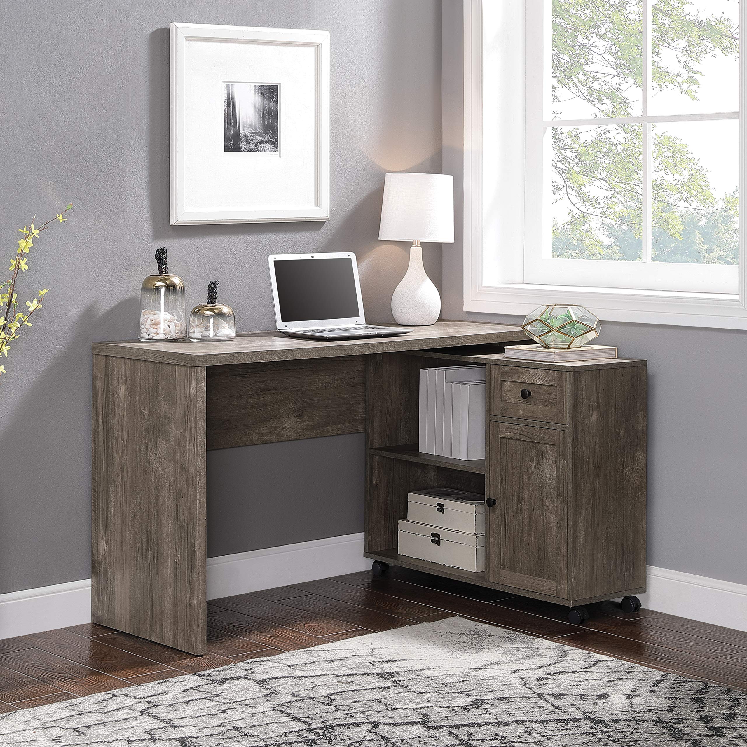 OSP Home Furnishings Waverly Home Office Desk - Scottish Alder Wood Writing Desk with Storage Drawer | Perfect for Small Spaces, Remote Work & Study Rooms