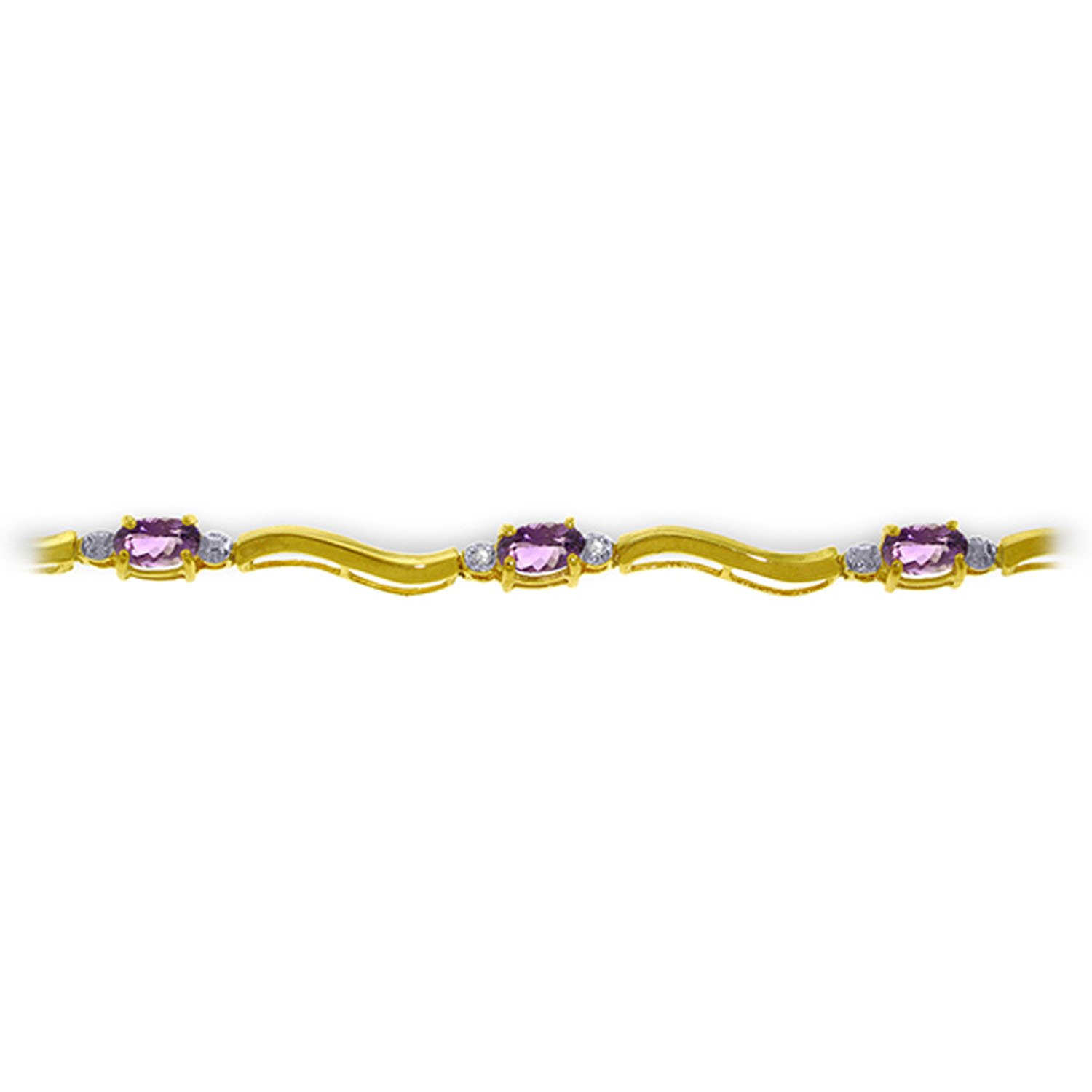 14K Solid Gold Tennis Bracelet with 2.16ct Diamond & Amethyst - Elegant Galaxy Gold GG Jewelry for Women, Perfect for Weddings, Parties & Special Occasions