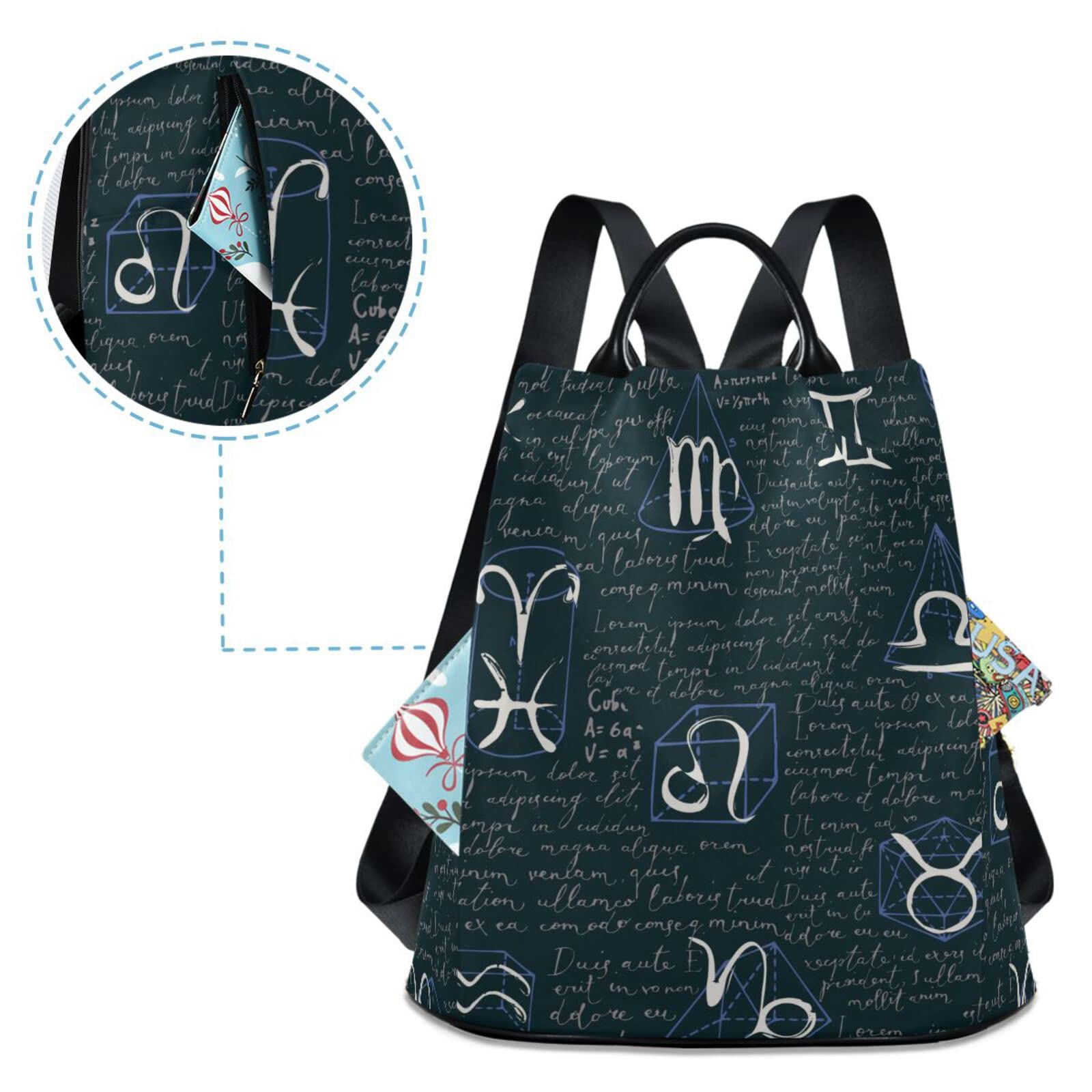 ALAZA Zodiac Signs Backpack Purse for Women - Stylish Dark Background Daypack for Travel, College, Work & Business | Perfect Shoulder Bag for Casual Use & Daily Commute