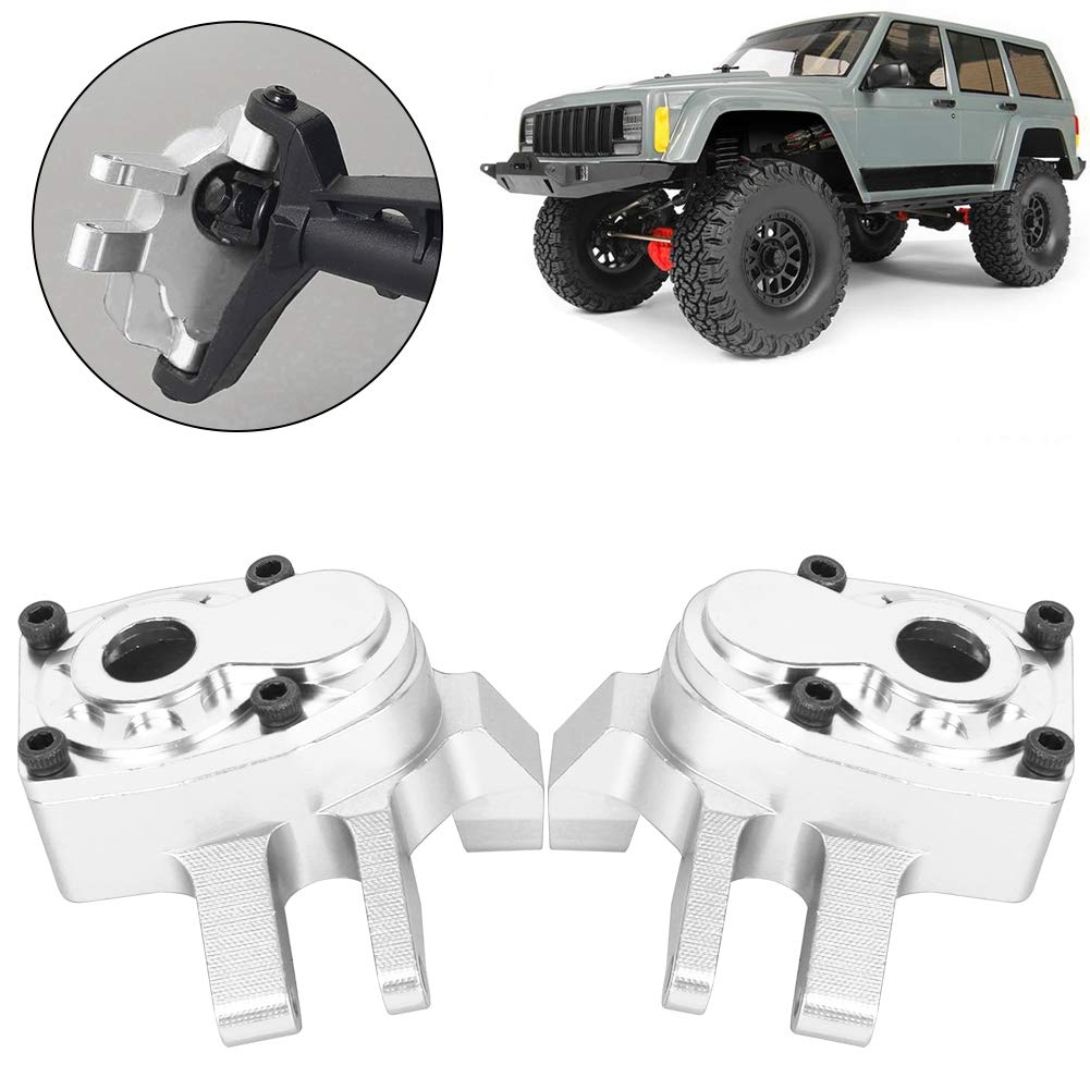 2Pcs Aluminum Alloy RC Car Front Steering Cup & Axle Shell Housing - Compatible with SCX10 III RC Crawler (Silver) | Durable Replacement Part for Off-Road RC Car Upgrades & Repairs
