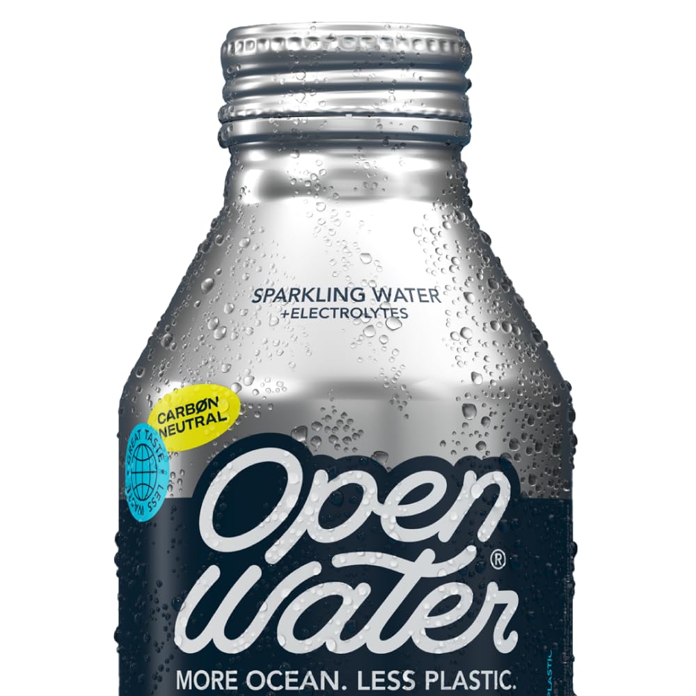 Open Water Sparkling Bottled Water with Electrolytes - 16oz Aluminum Bottles (Pack of 12) | BPA-Free, Eco-Friendly | Perfect for Hydration On-The-Go, Gym, Hiking & Outdoor Adventures