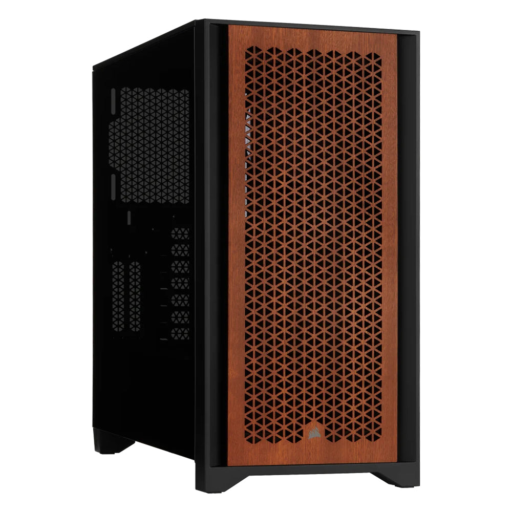 Corsair 4000D Airflow Tempered Glass Mid-Tower ATX PC Case - Premium Sapele Wood Front Panel for Enhanced Cooling | Perfect for Gaming Rigs & Workstation Builds