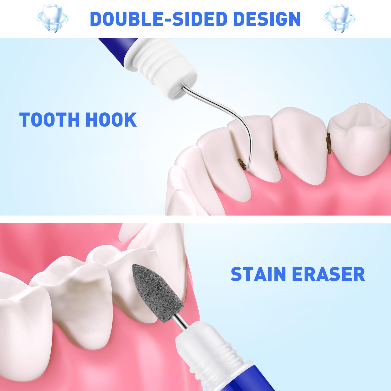 EXCEART Travel Teeth Plaque & Tartar Remover Tool Set - Mini Dental Hygiene Cleaning Kit with Chain for Travel & Home Use - Perfect for Whitening, Stain Removal & Oral Care On-the-Go