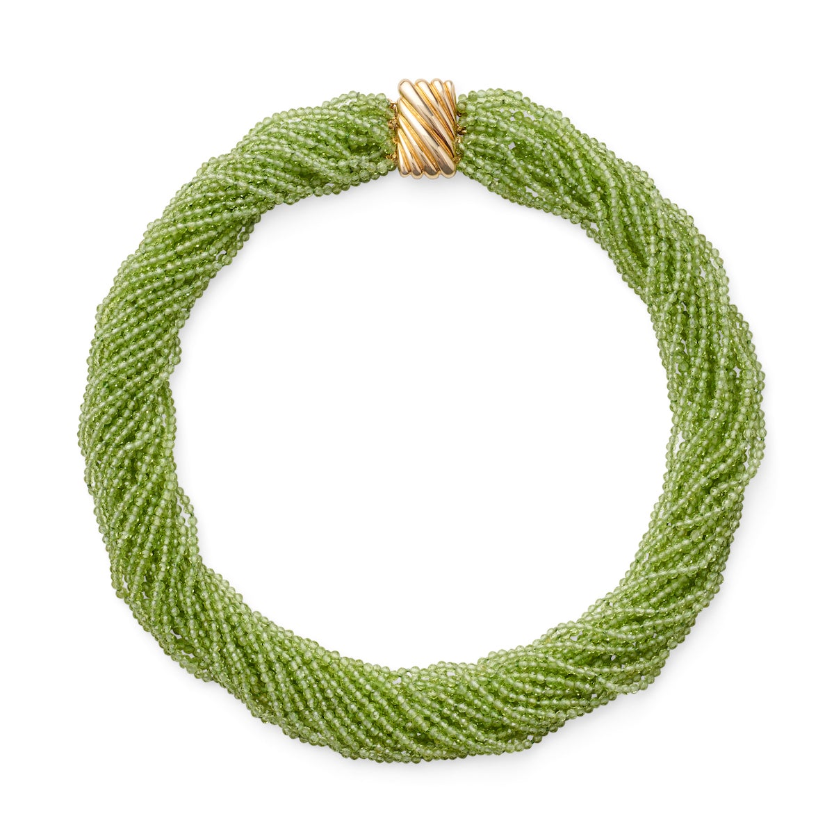 Peridot 20 Strand Twist Necklace - Elegant Green Gemstone Jewelry for Women | Perfect for Weddings, Parties & Special Occasions