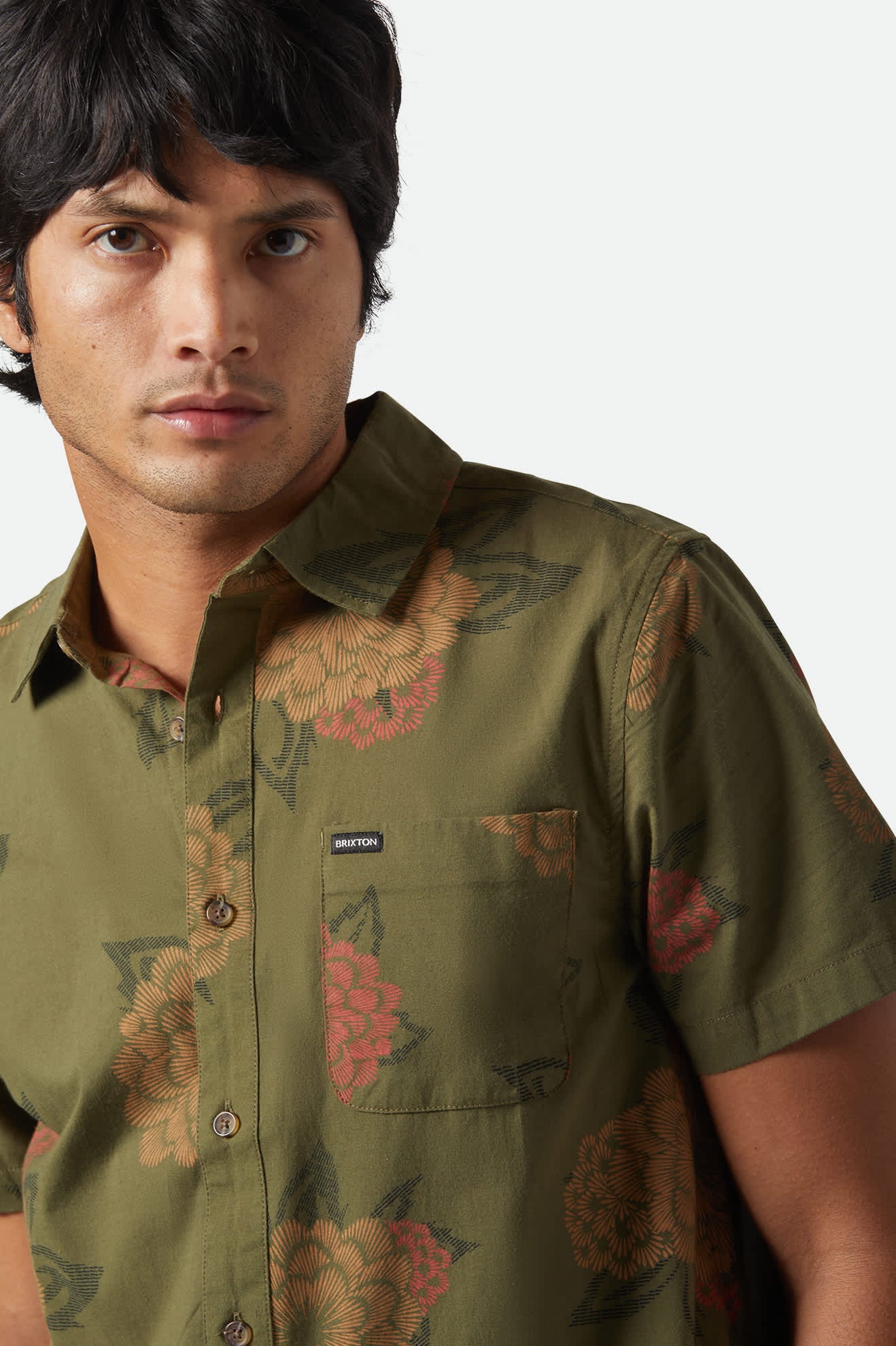 Charter Print Short Sleeve Shirt - Ivy Green Painterly Floral Design | Casual Summer Wear for Men & Women