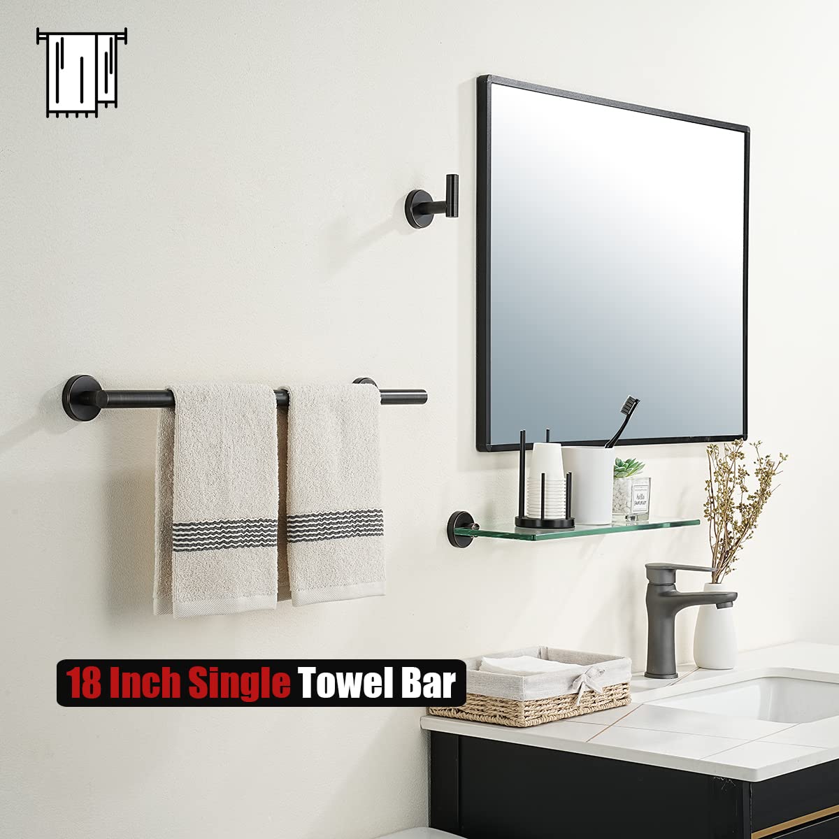 Oil Rubbed Bronze Towel Bar - 18 Inch Heavy Duty 304 Stainless Steel Bathroom Towel Rack (0.8mm Thick, 20.47