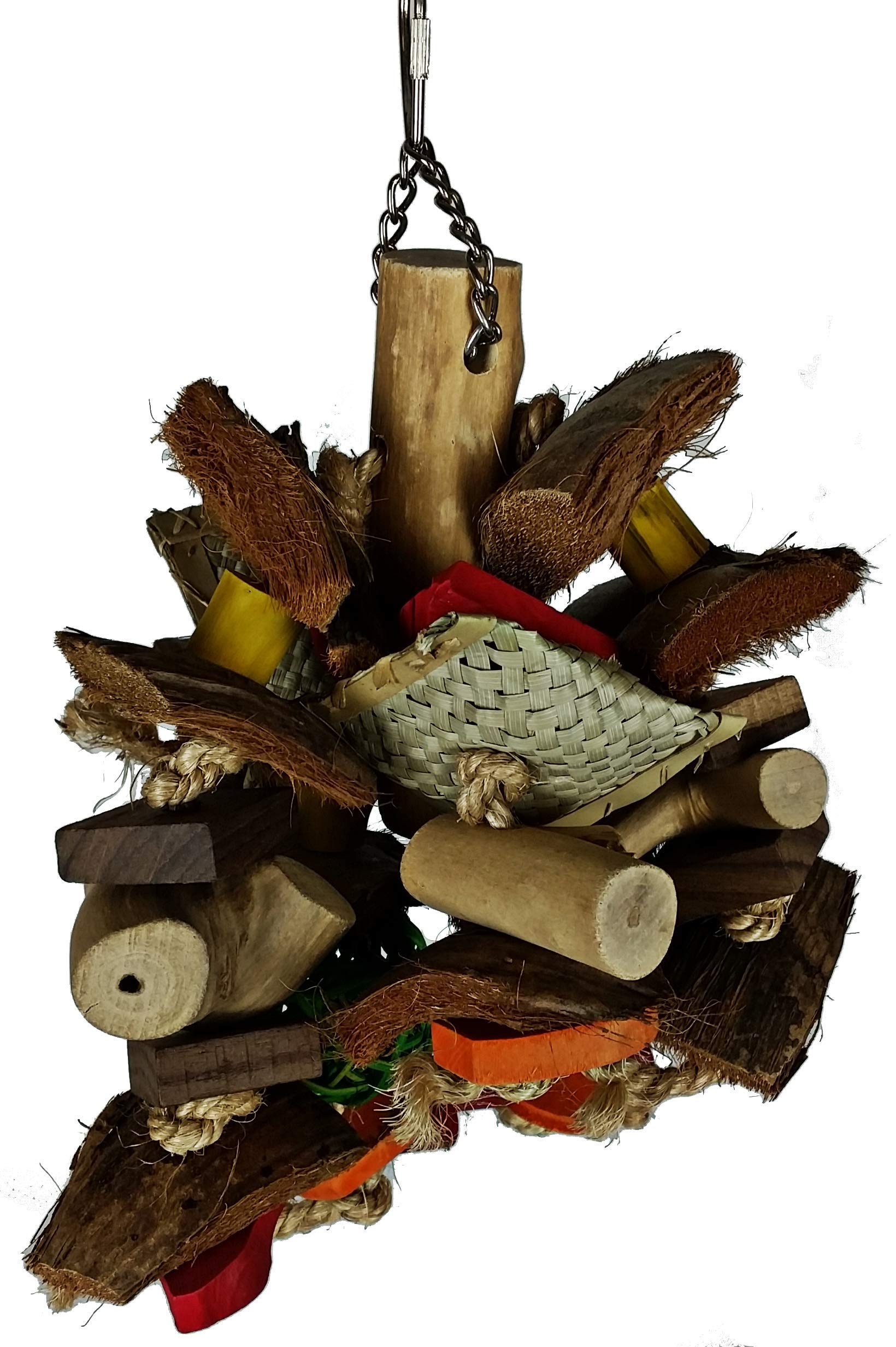 Natural Java Wood Chunky Monster Bird Toy - Durable Chewing & Foraging Toy for Parrots, Cockatiels, Conures | Perfect for Cage Play & Mental Stimulation