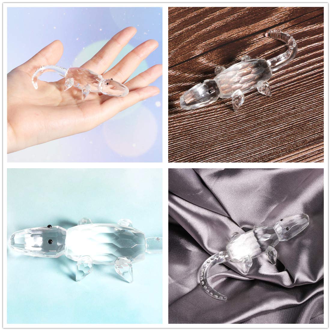 Waltz&F Crystal Small Crocodile Animal Figurine - Handcrafted Collectible Paperweight & Elegant Table Decor for Home Office, Gift for Animal Lovers & Crystal Collectors