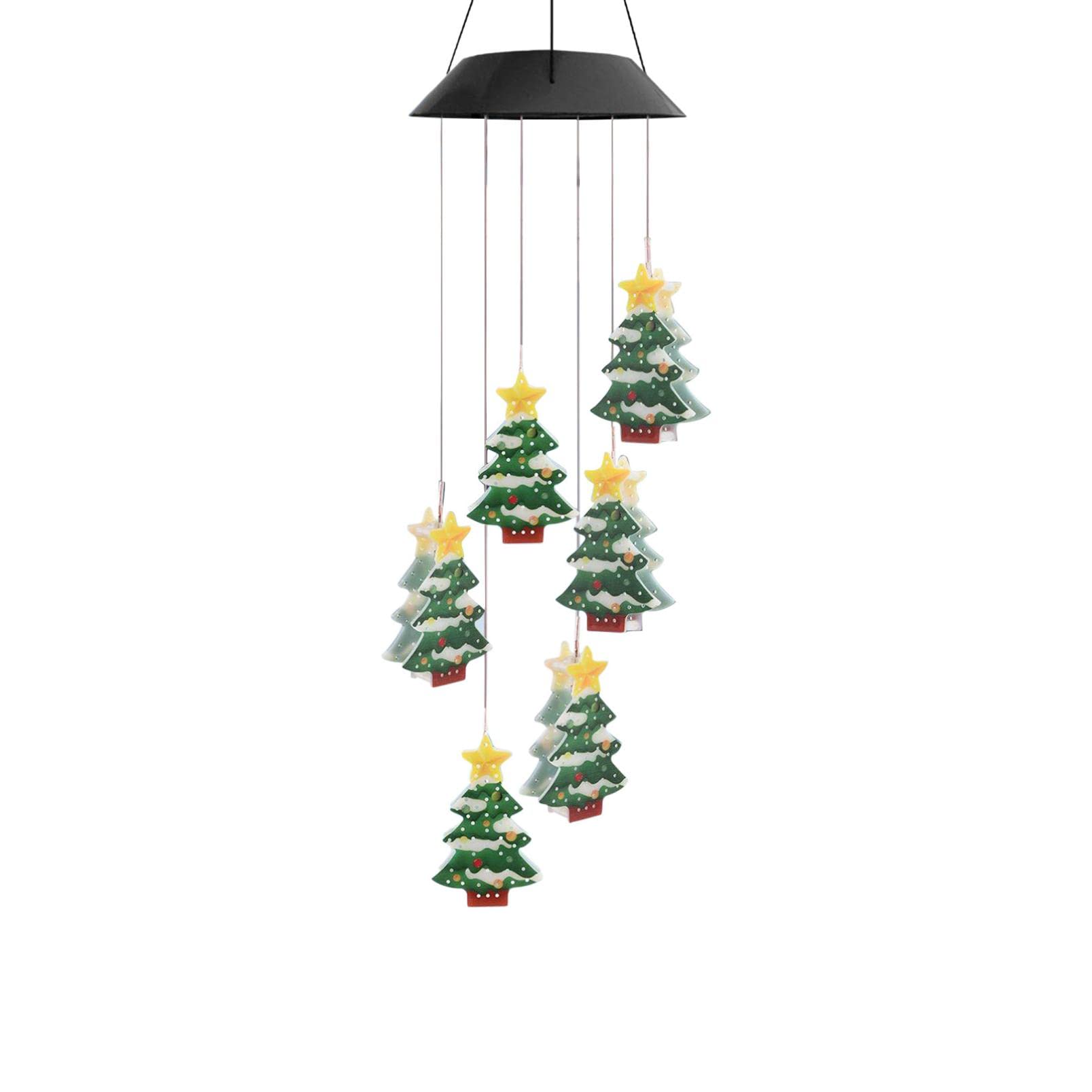 Solar Powered Christmas Wind Chime with 6 LED Lights - Waterproof Indoor/Outdoor Holiday Decor for Home, Garden & Yard | Perfect for Christmas Tree Decorations & Festive Atmosphere