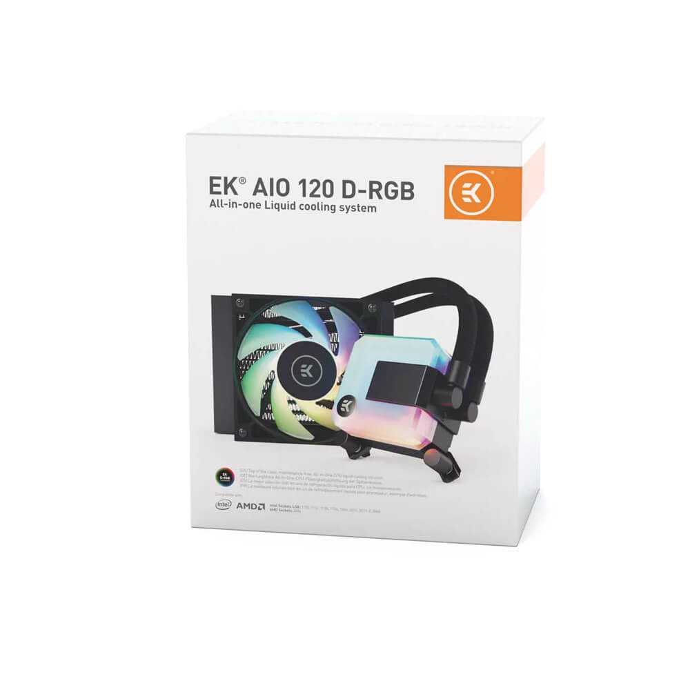 EKWB EK AIO 120 D RGB All-in-One Liquid CPU Cooler with Addressable RGB Lighting - Perfect for Gaming PCs and High-Performance Workstations