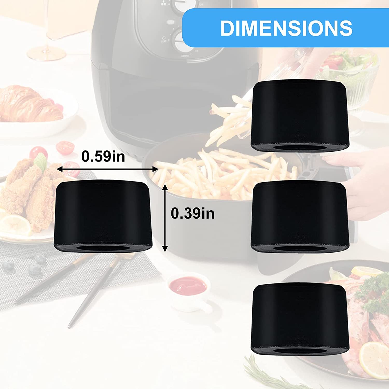 Premium 4-Pack Rubber Feet for 7QT PowerXL Gowise Air Fryers - Non-Slip Silicone Bumpers & Replacement Tips for Air Fryer Grill Pan Plate Tray - Perfect for Kitchen Safety & Stability