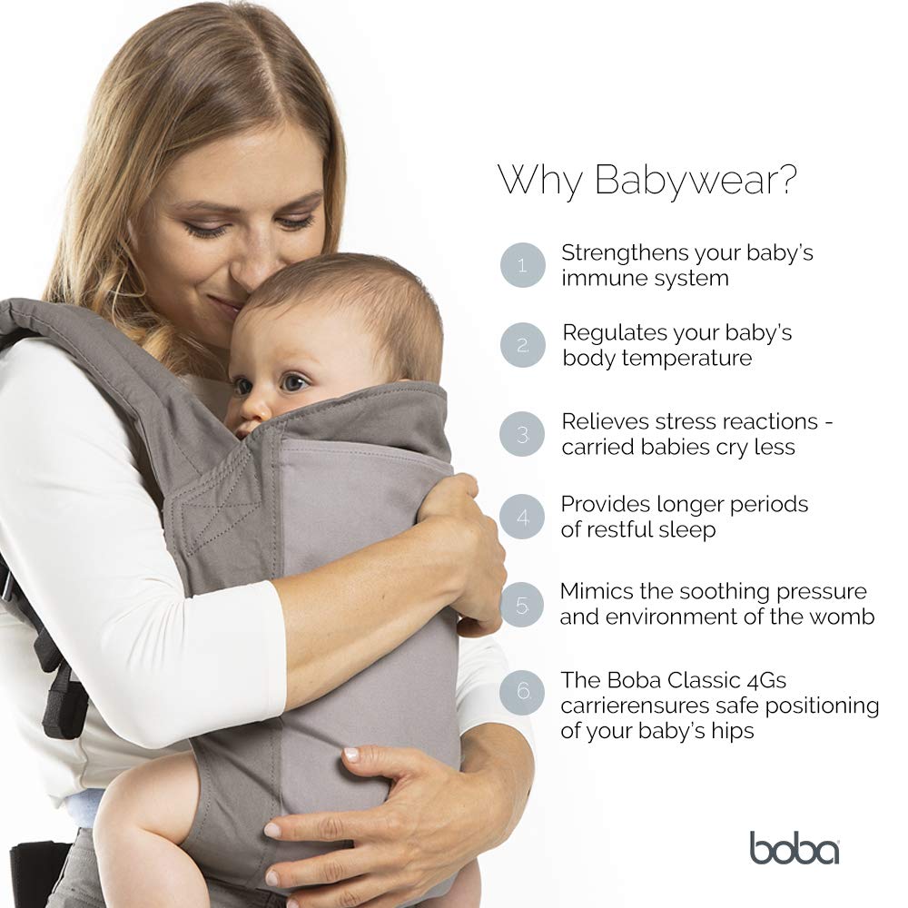 Organic Midnight Boba Baby Carrier - Front & Backpack Sling for Infants (7lb) to Toddlers (45lb) | Classic 4GS Design for Hands-Free Parenting, Shopping & Outdoor Adventures
