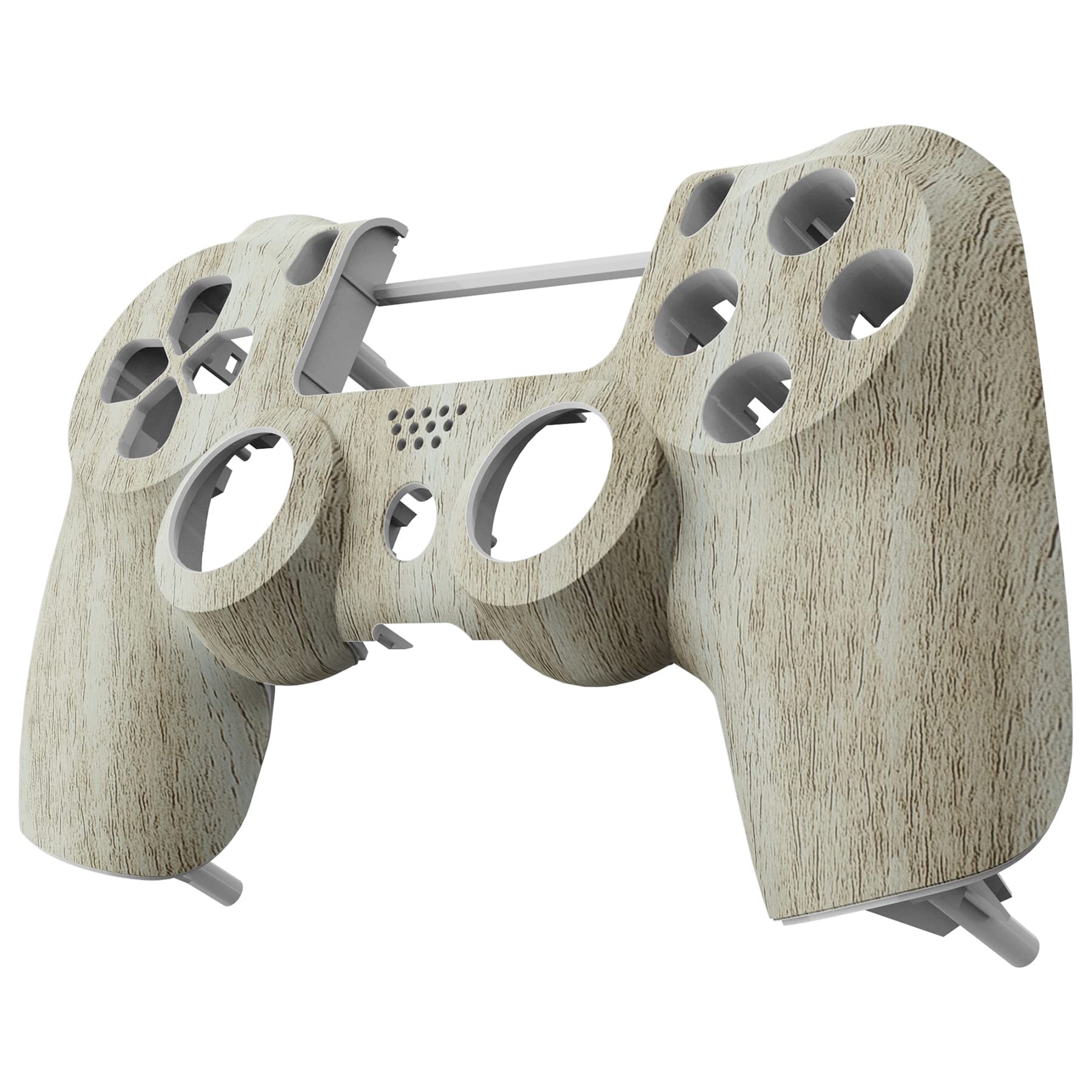 eXtremeRate Pine Wood Grain Soft Touch Grip Front Housing Shell Faceplate Cover for PS4 Slim/Pro Controller (JDM-040/050/055) - Durable & Ergonomic Design for Enhanced Gaming Comfort - Perfect for Long Gaming Sessions & Custom Controller Builds
