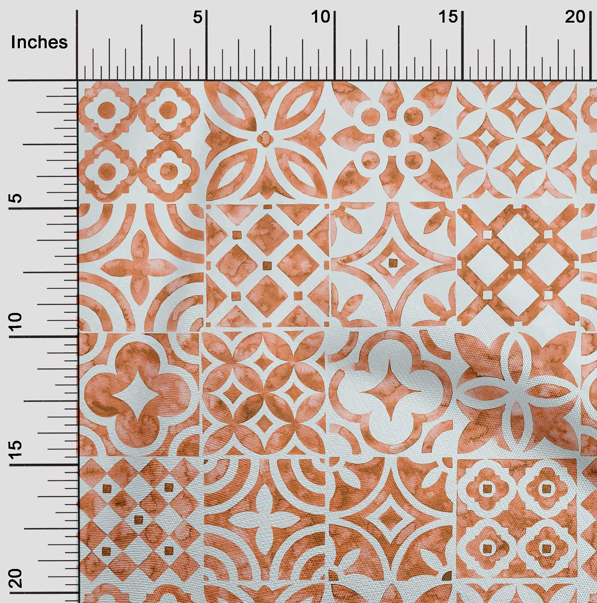 oneOone Polyester Spandex Orange Floral Printed Fabric - 56 Inch Wide Stretch Craft Material for Sewing, DIY Projects, Upholstery & Home Decor | Perfect for Dresses, Curtains & Quilting